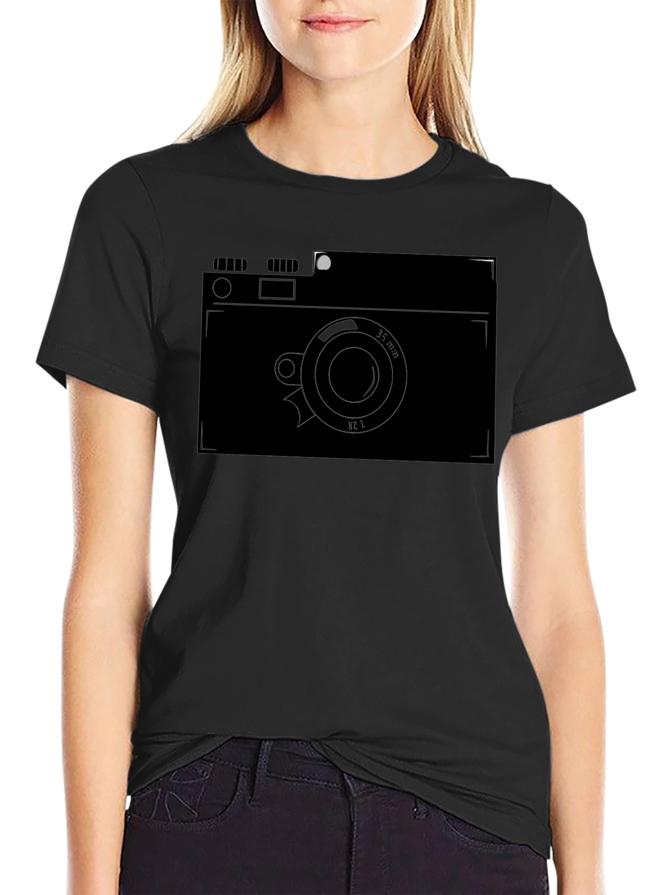 Retro Camera Graphic Tee - Black
