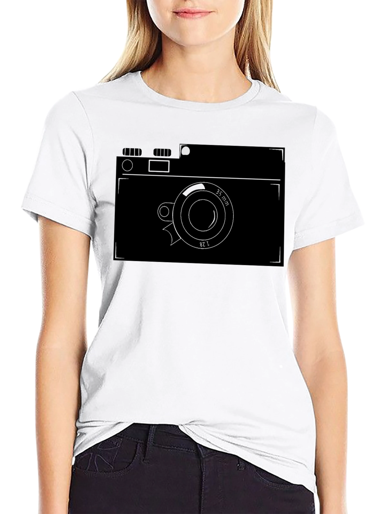 Retro Camera Graphic Tee - Black