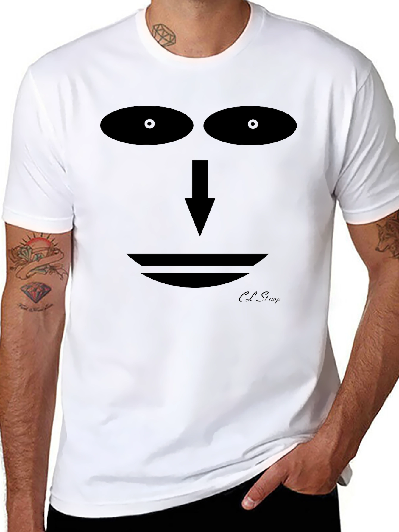 Abstract Face Graphic Black T-Shirt