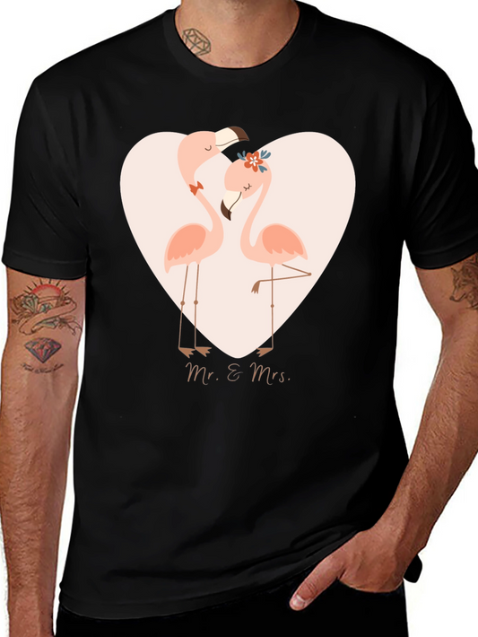 Flamingo Mr & Mrs Graphic T-Shirt - Cute Wedding Apparel