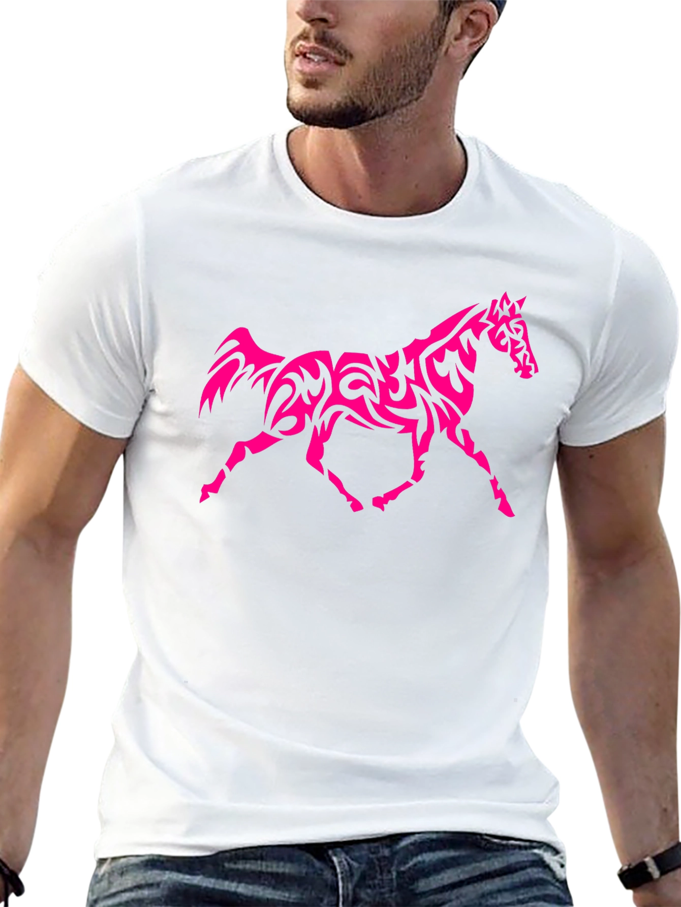 Horse Tribal Graphic Black T-Shirt