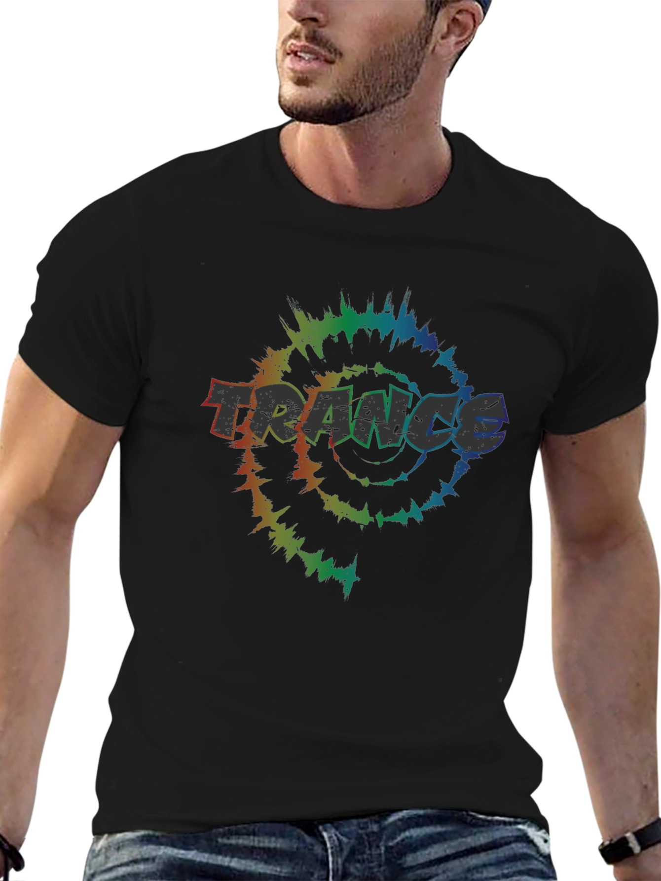 Trance Tie-Dye Graphic Tee - Black Cotton T-Shirt