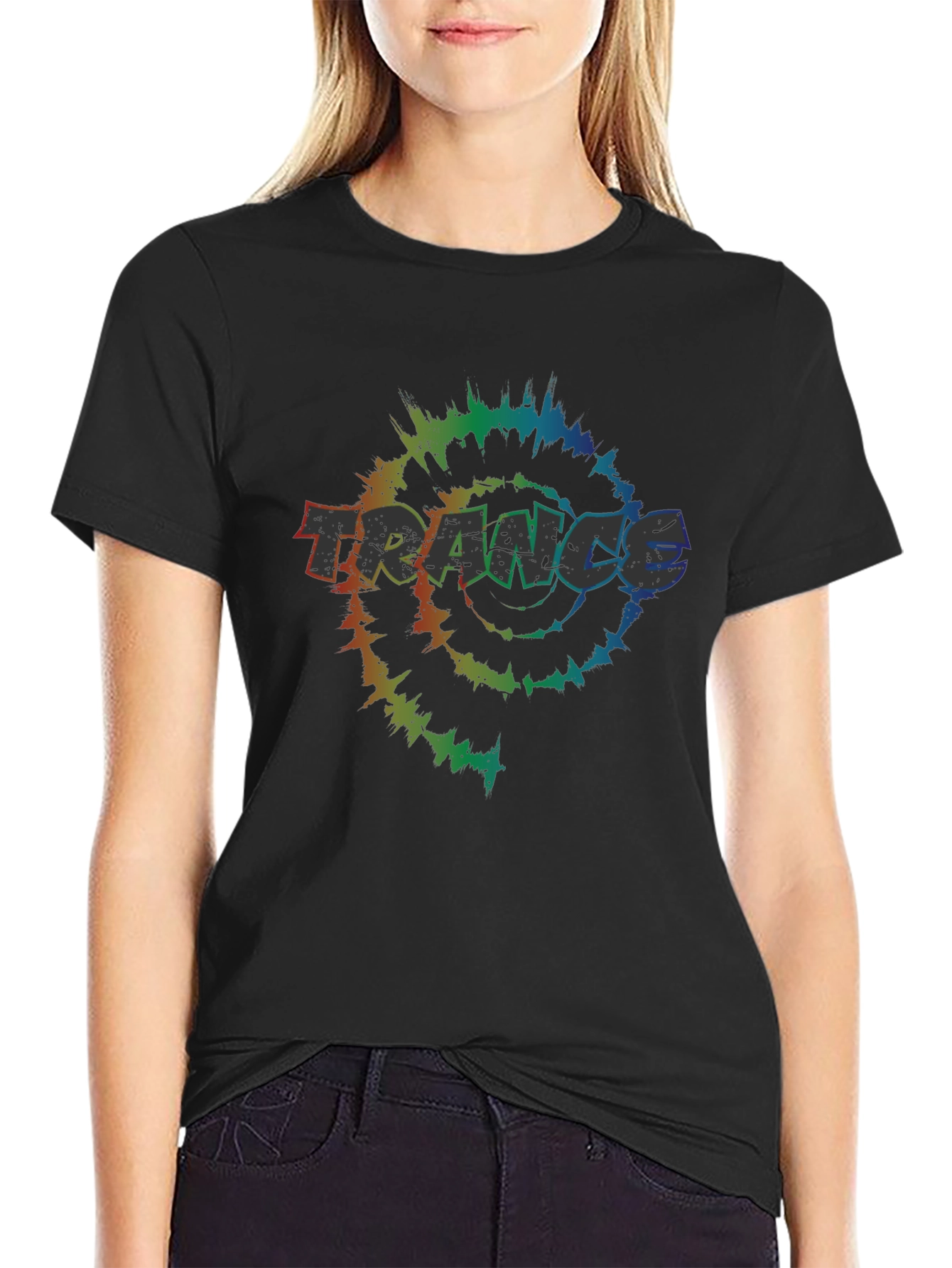 Trance Tie-Dye Graphic Tee - Black Cotton T-Shirt