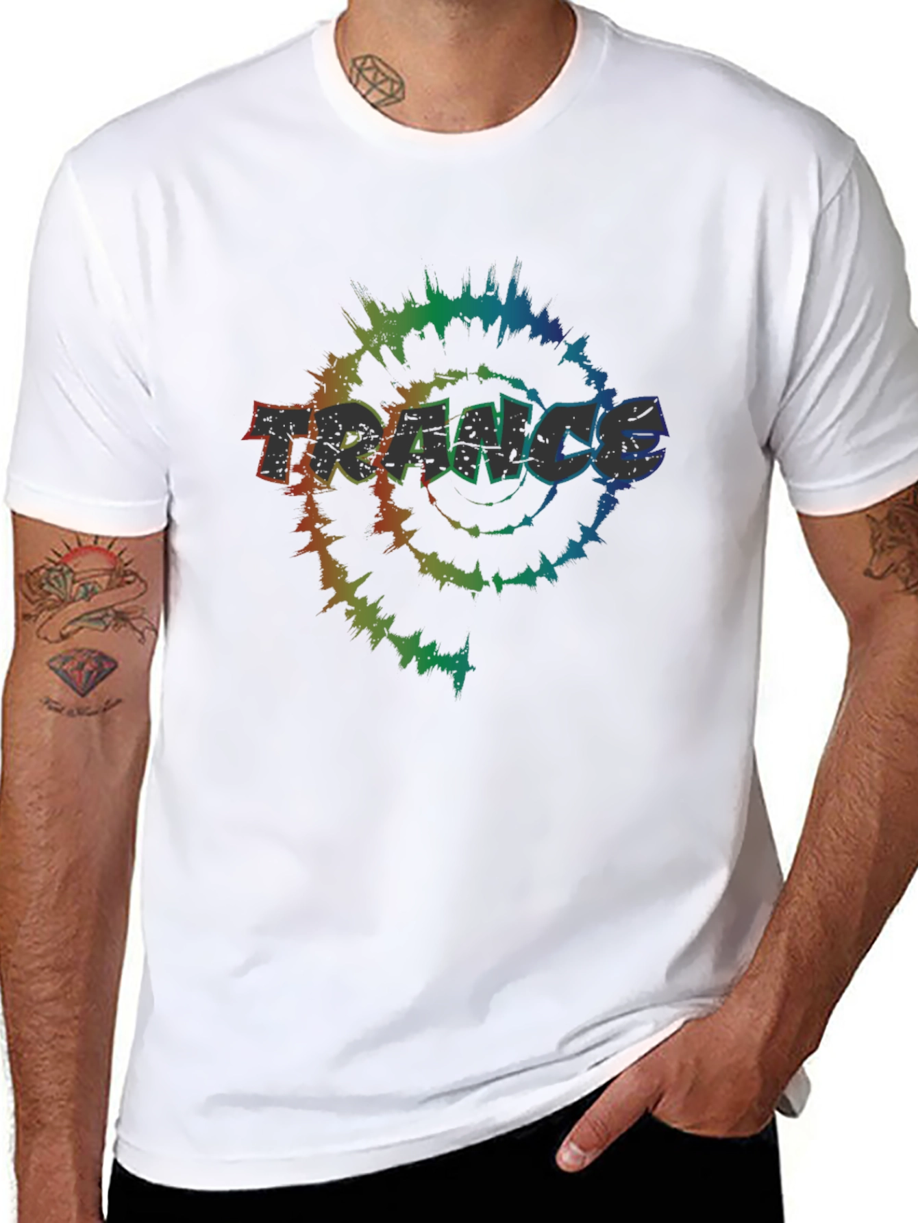 Trance Tie-Dye Graphic Tee - Black Cotton T-Shirt