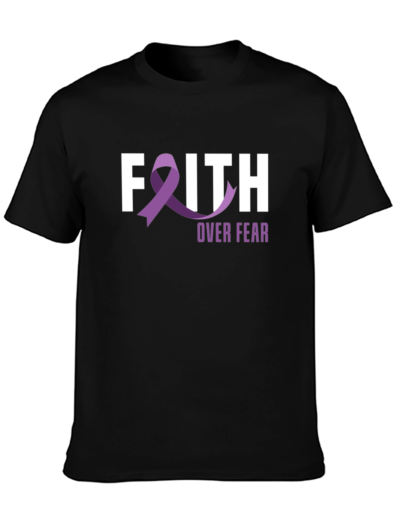 Faith Over Fear Awareness Ribbon Graphic T-Shirt