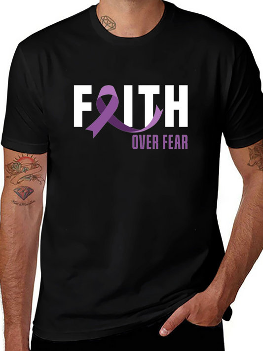 Faith Over Fear Awareness Ribbon Graphic T-Shirt
