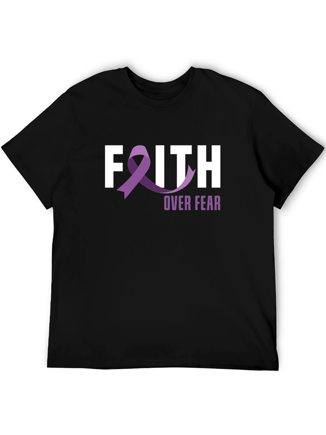 Faith Over Fear Awareness Ribbon Graphic T-Shirt