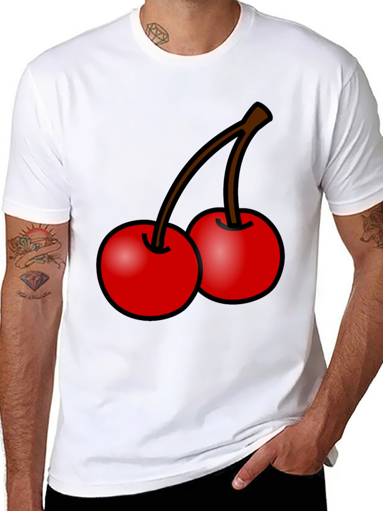 Cherry Graphic Black T-Shirt - Stylish Fruit Tee