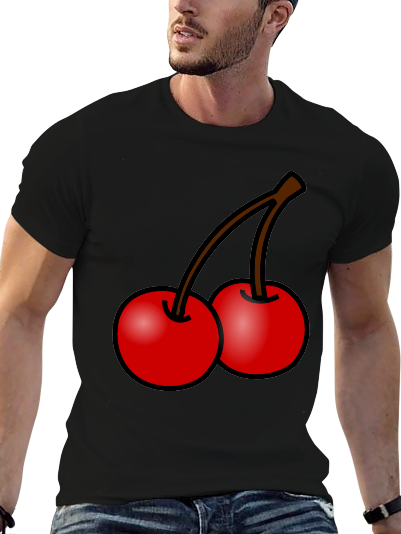 Cherry Graphic Black T-Shirt - Stylish Fruit Tee
