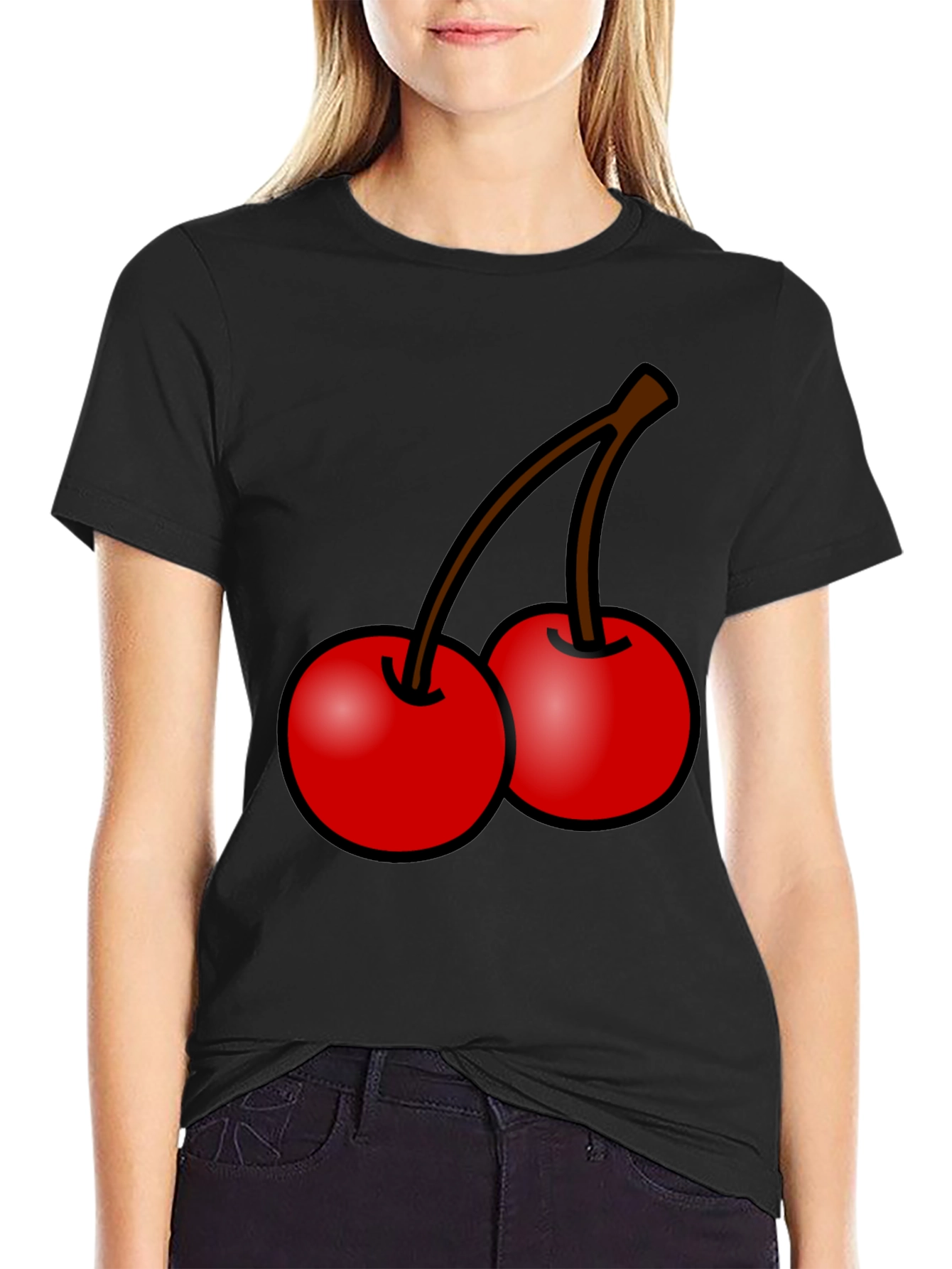 Cherry Graphic Black T-Shirt - Stylish Fruit Tee