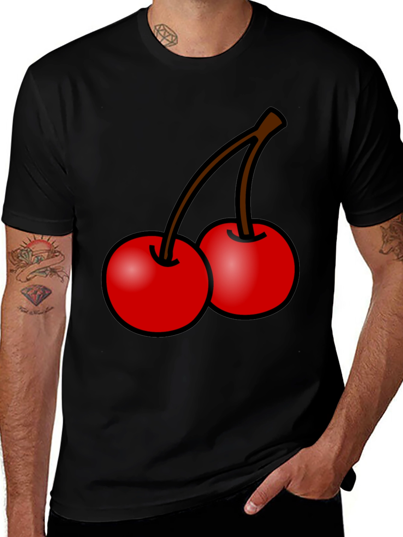 Cherry Graphic Black T-Shirt - Stylish Fruit Tee