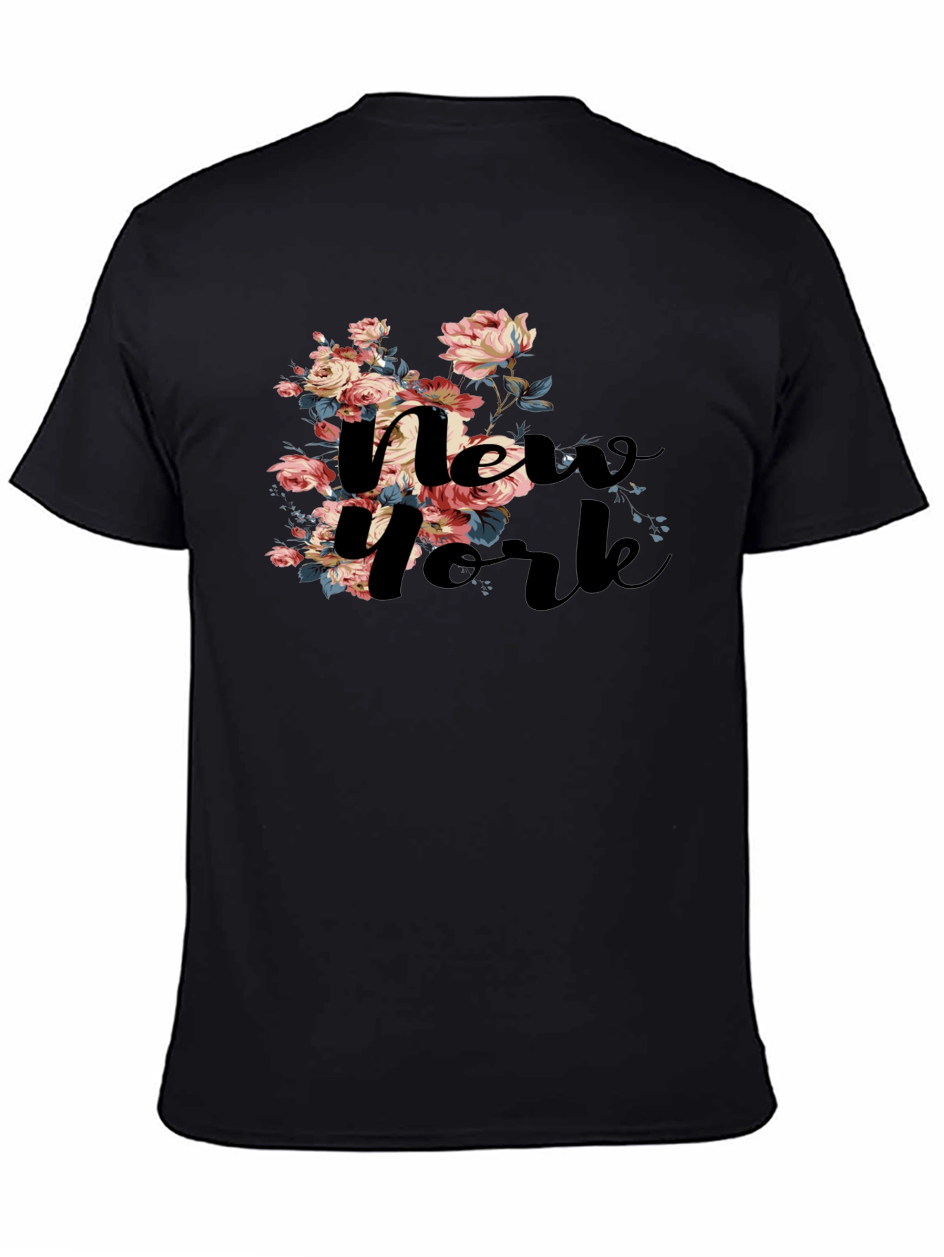 Floral New York Black T-Shirt