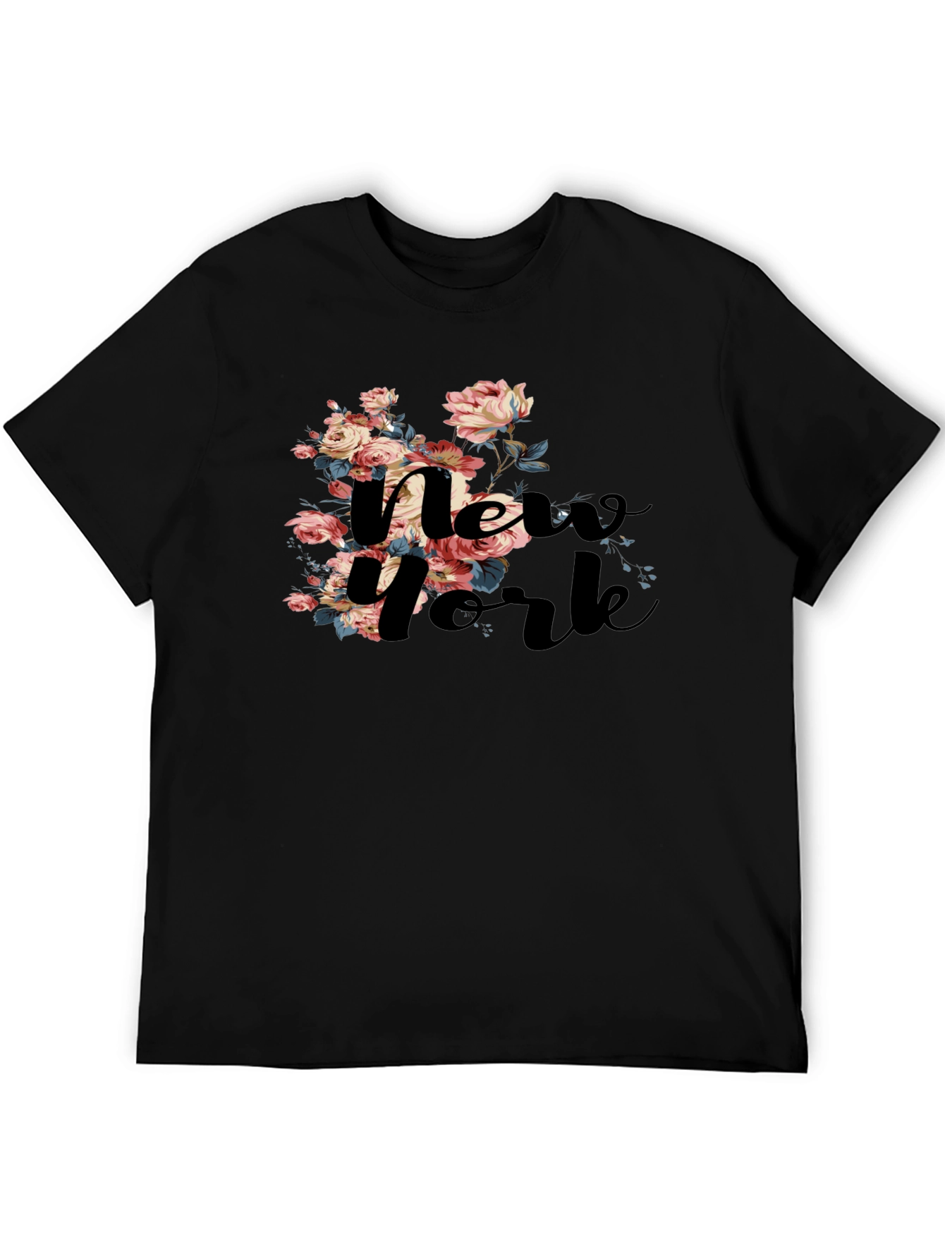 Floral New York Black T-Shirt