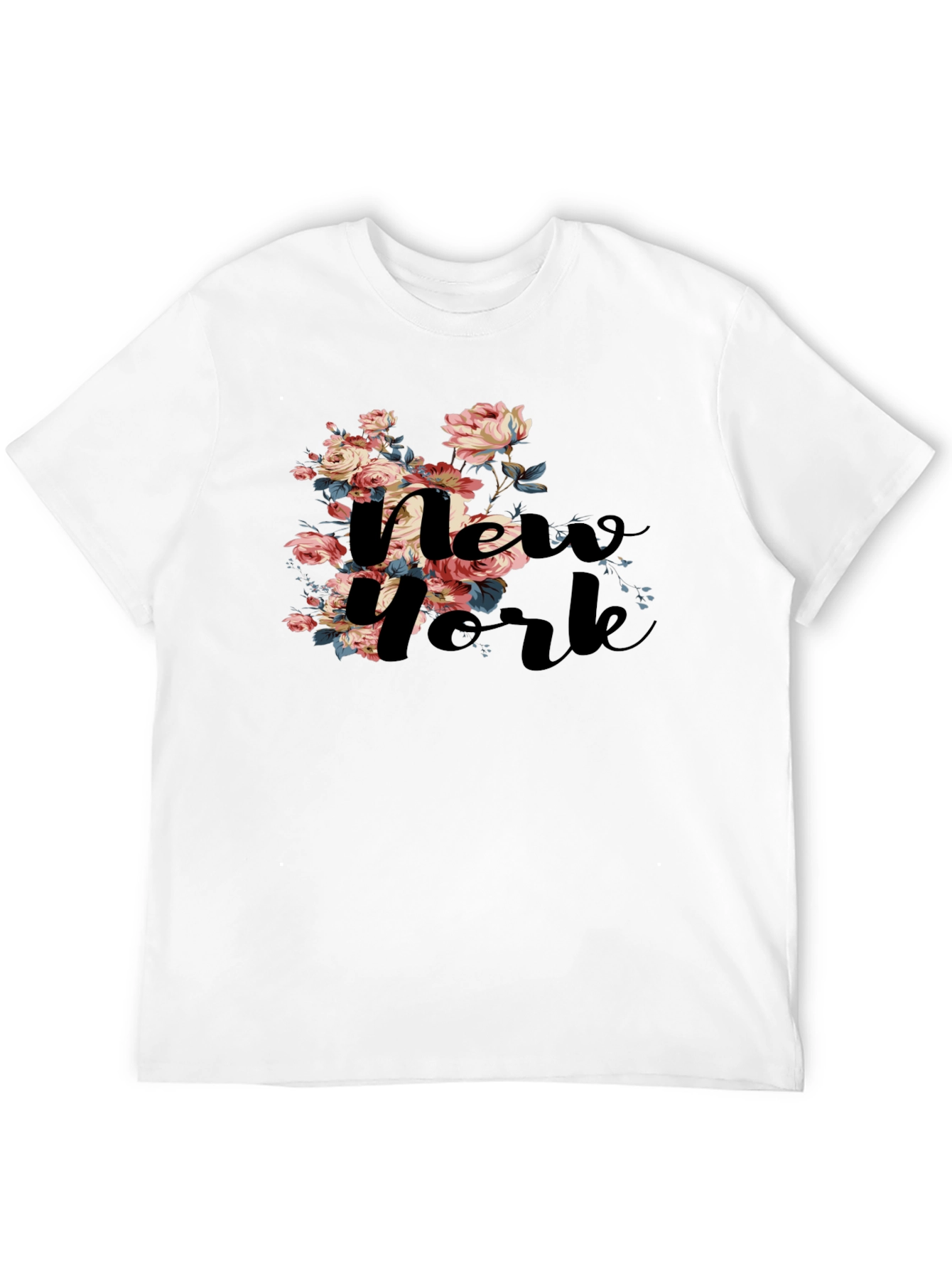 Floral New York Black T-Shirt