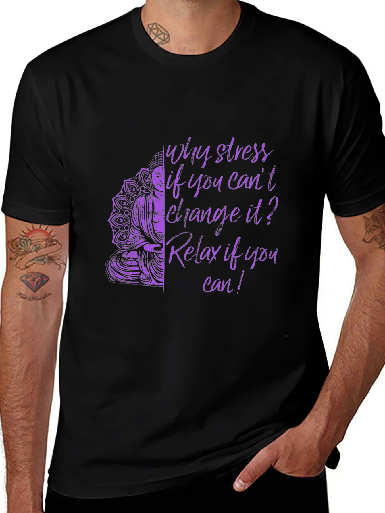 Buddha Quote Graphic Tee: Relax Dont Stress T-Shirt