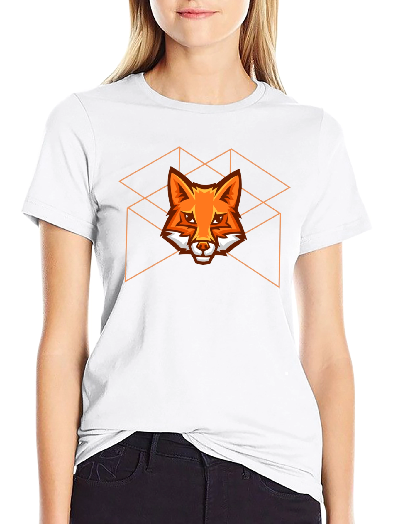 Geometric Fox Graphic Tee - Stylish Black T-Shirt