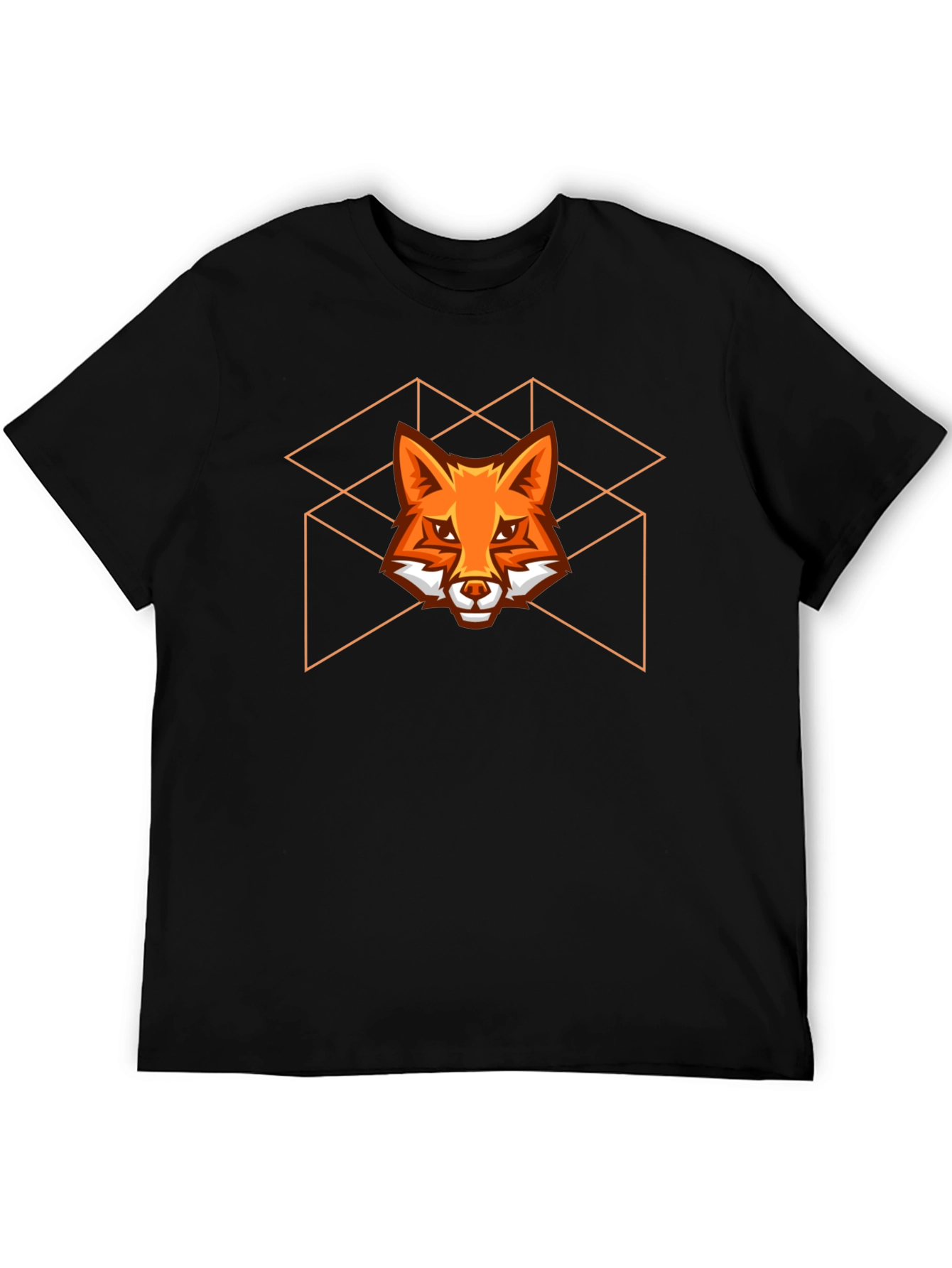 Geometric Fox Graphic Tee - Stylish Black T-Shirt