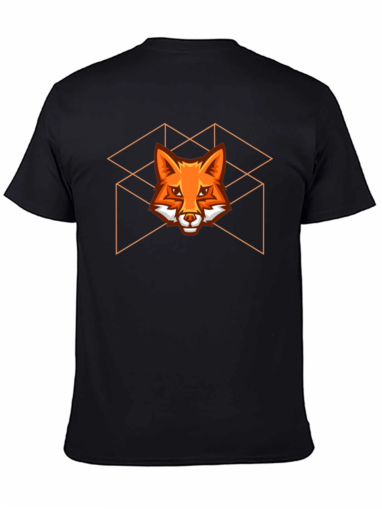 Geometric Fox Graphic Tee - Stylish Black T-Shirt