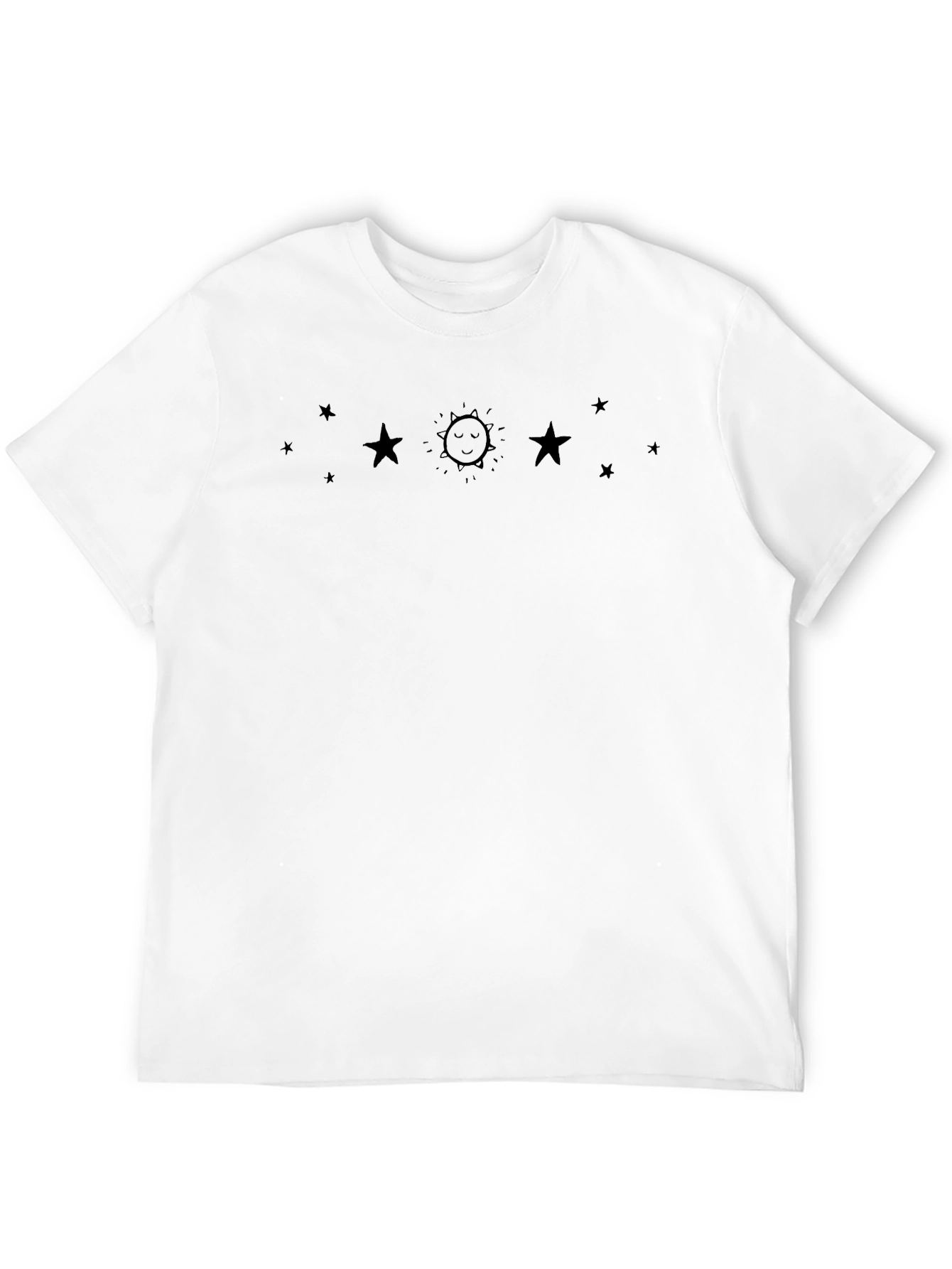 Celestial Sun & Star Graphic Black T-Shirt
