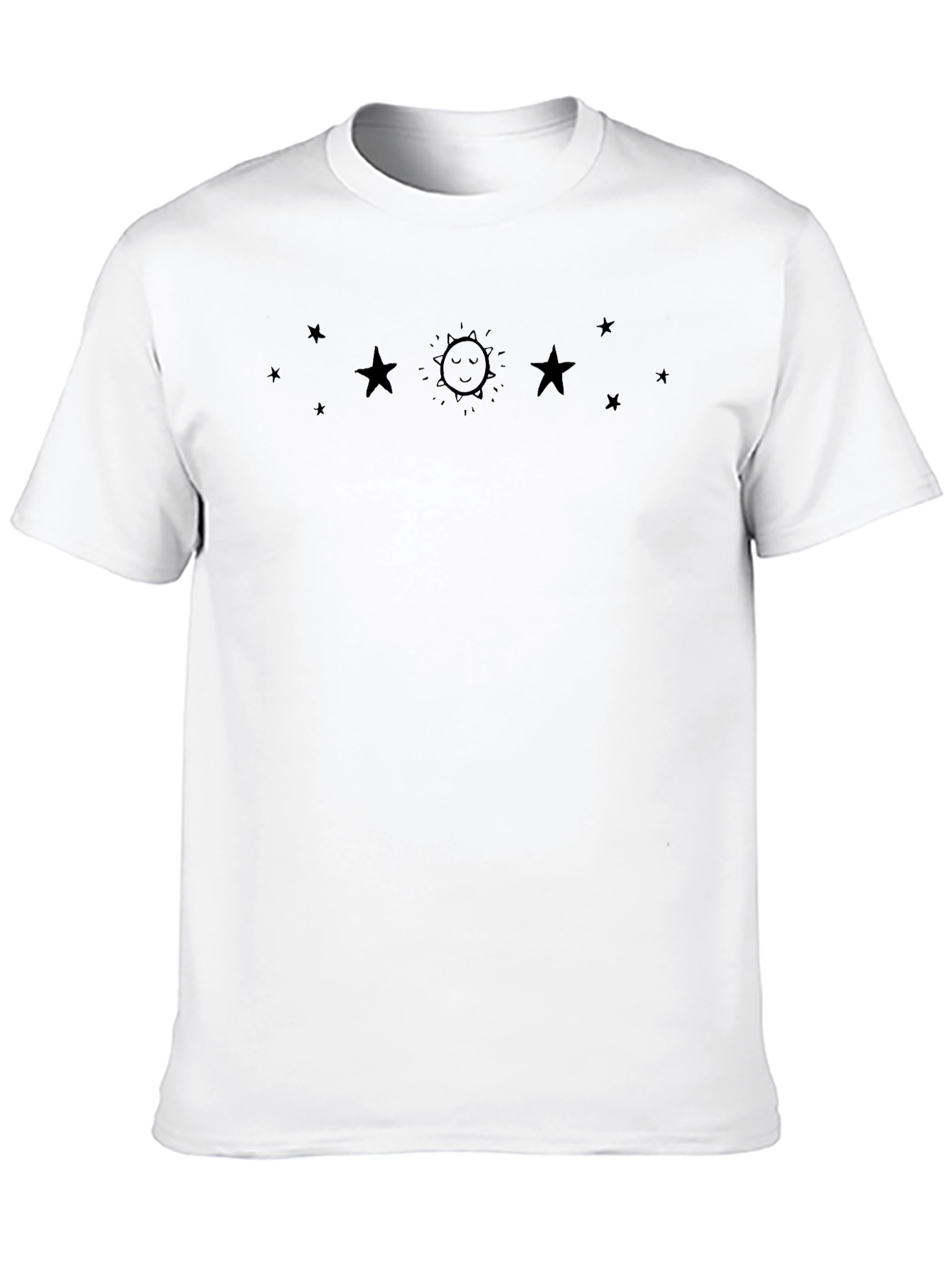Celestial Sun & Star Graphic Black T-Shirt