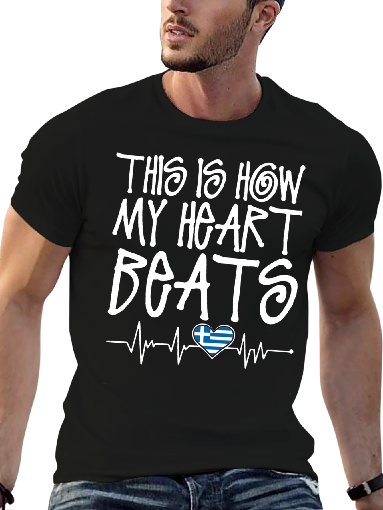 Greek Heartbeat T-Shirt - Show Your Love
