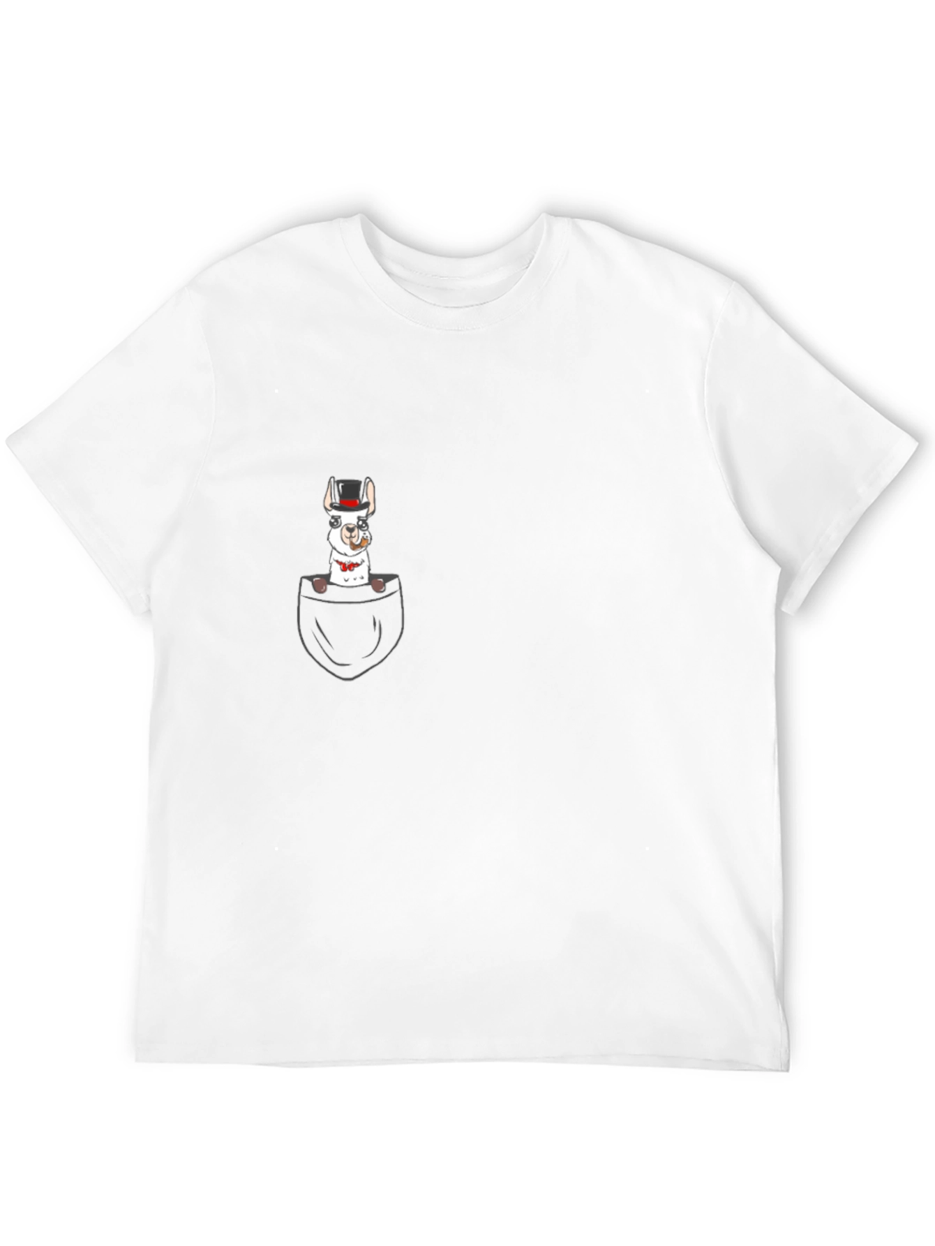 Llama in Pocket Graphic Tee - Black Cotton T-Shirt
