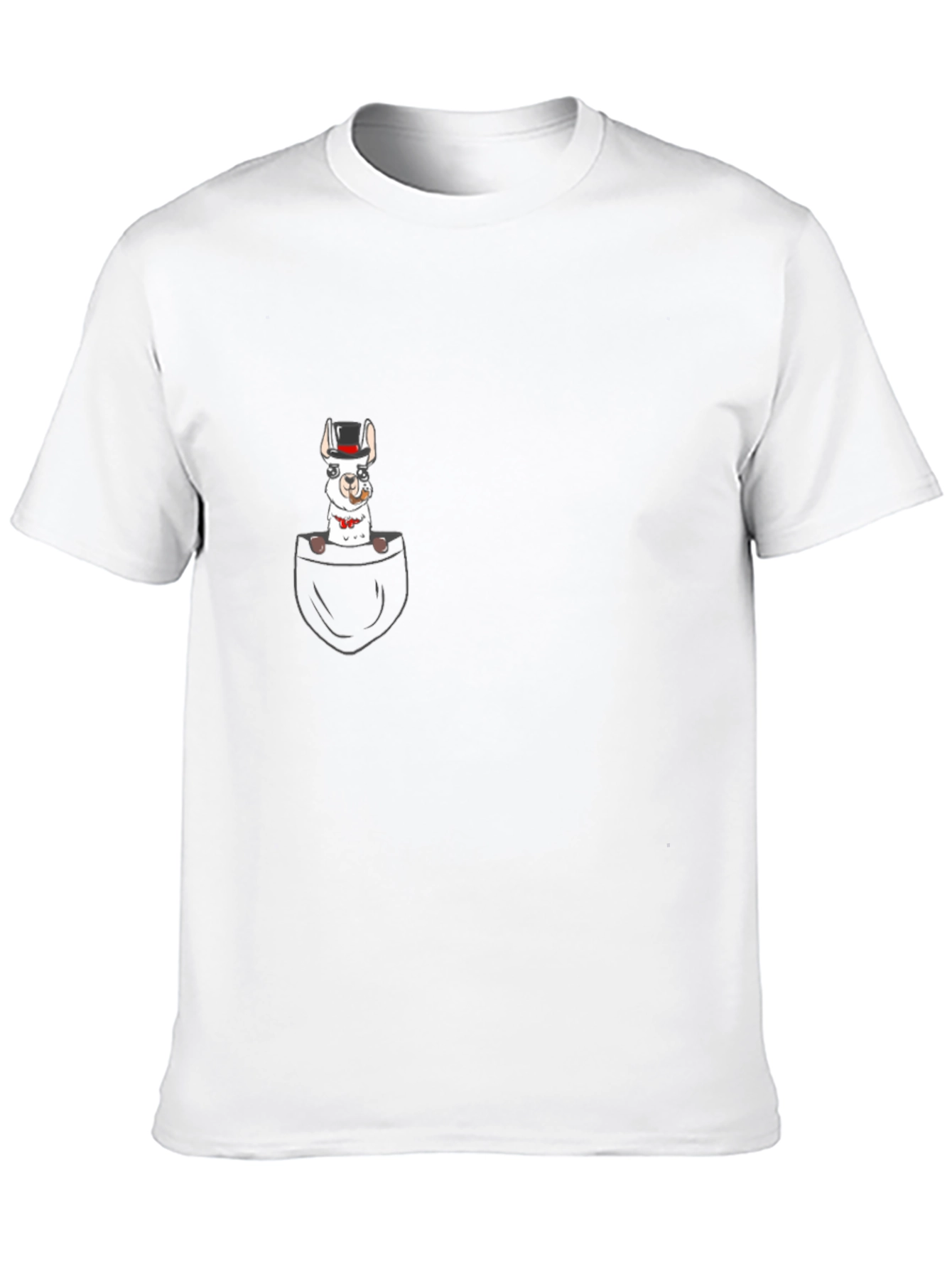 Llama in Pocket Graphic Tee - Black Cotton T-Shirt
