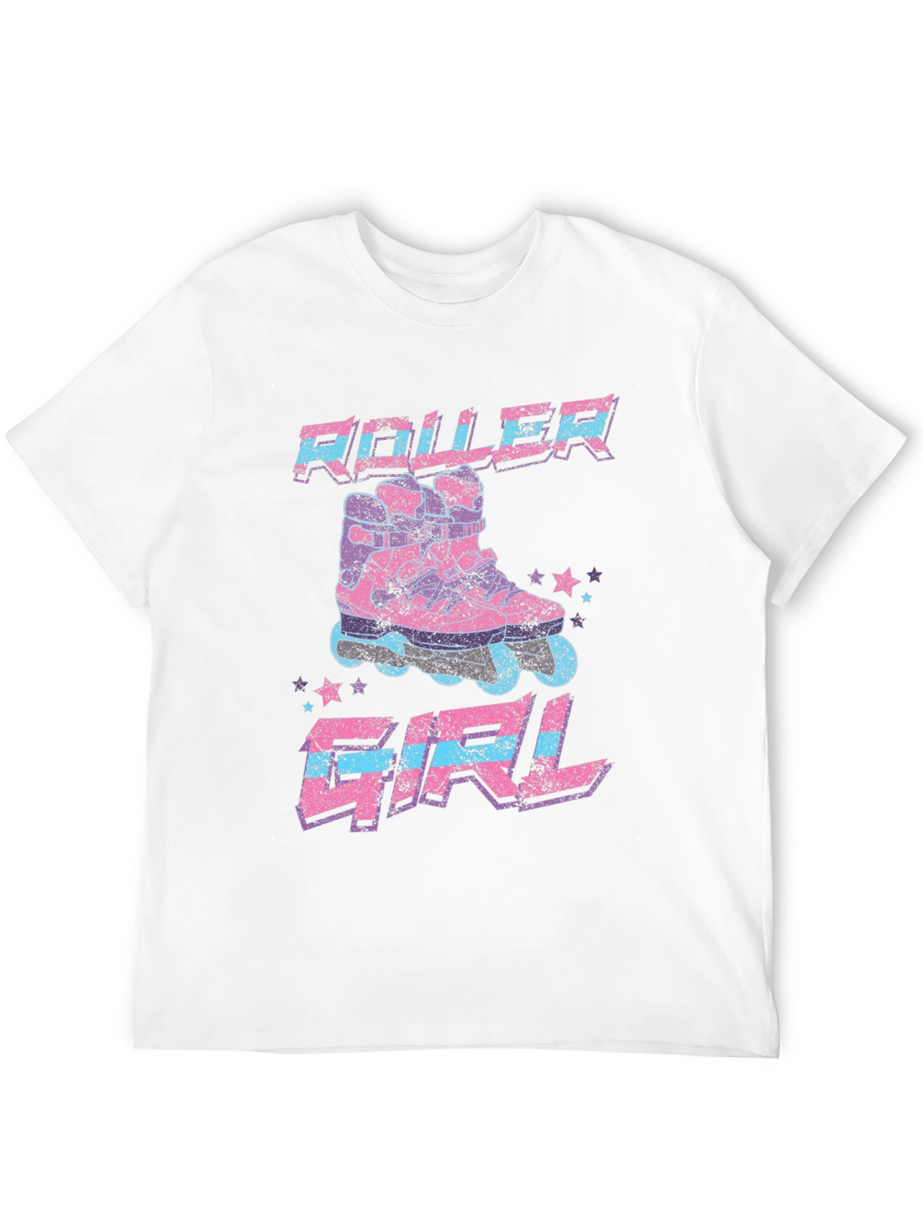 Roller Girl Retro Graphic Tee - Black Cotton T-Shirt