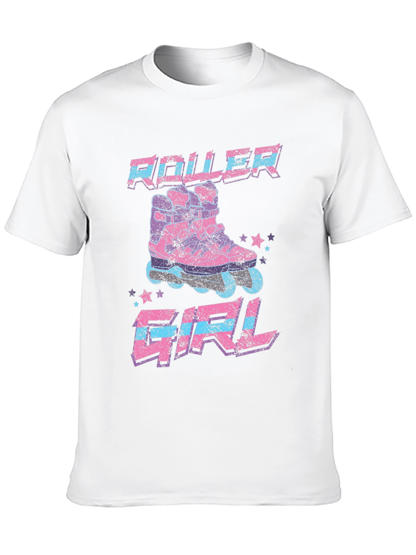 Roller Girl Retro Graphic Tee - Black Cotton T-Shirt