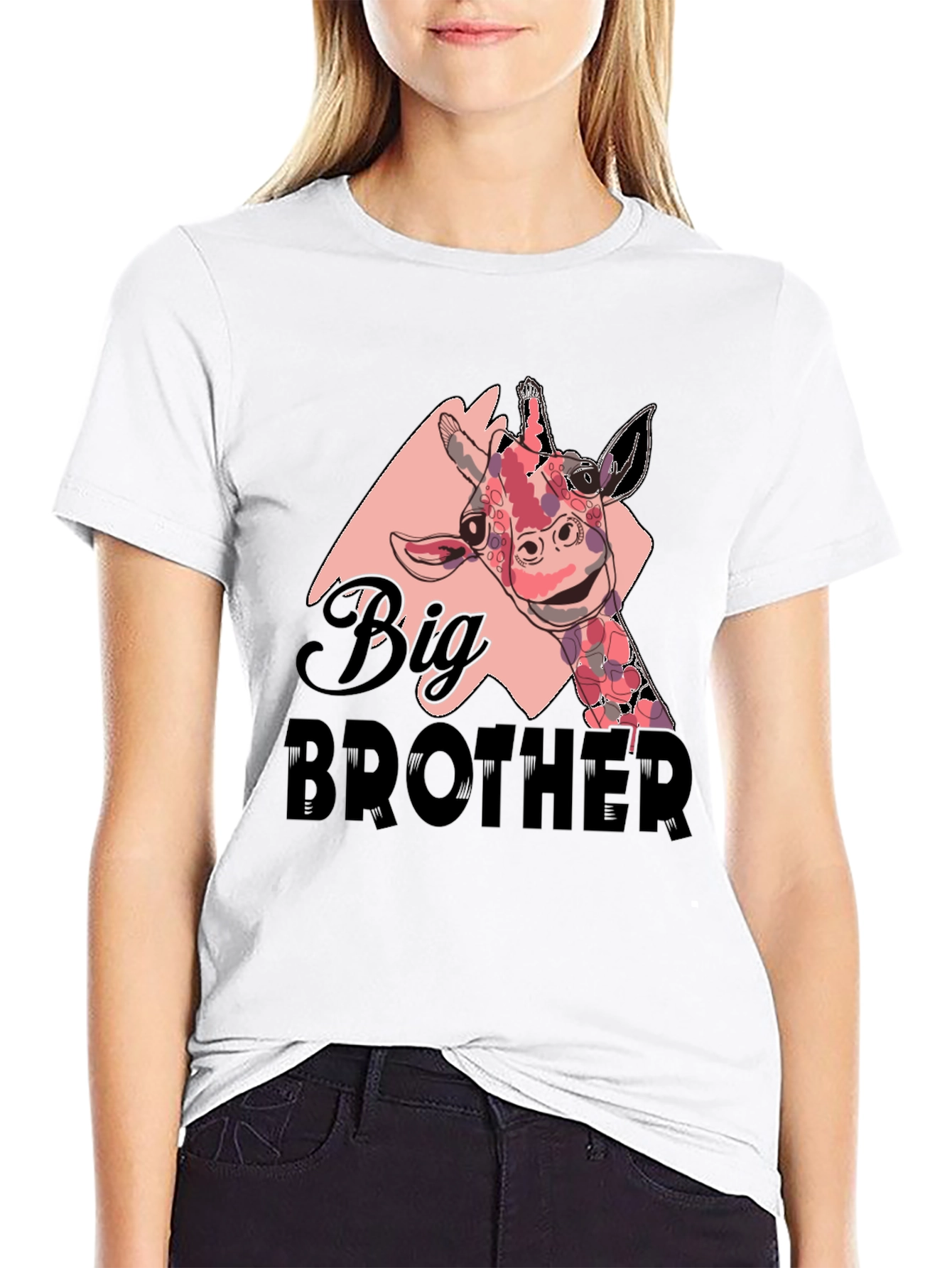 Big Brother Giraffe T-Shirt - Black Cotton Tee
