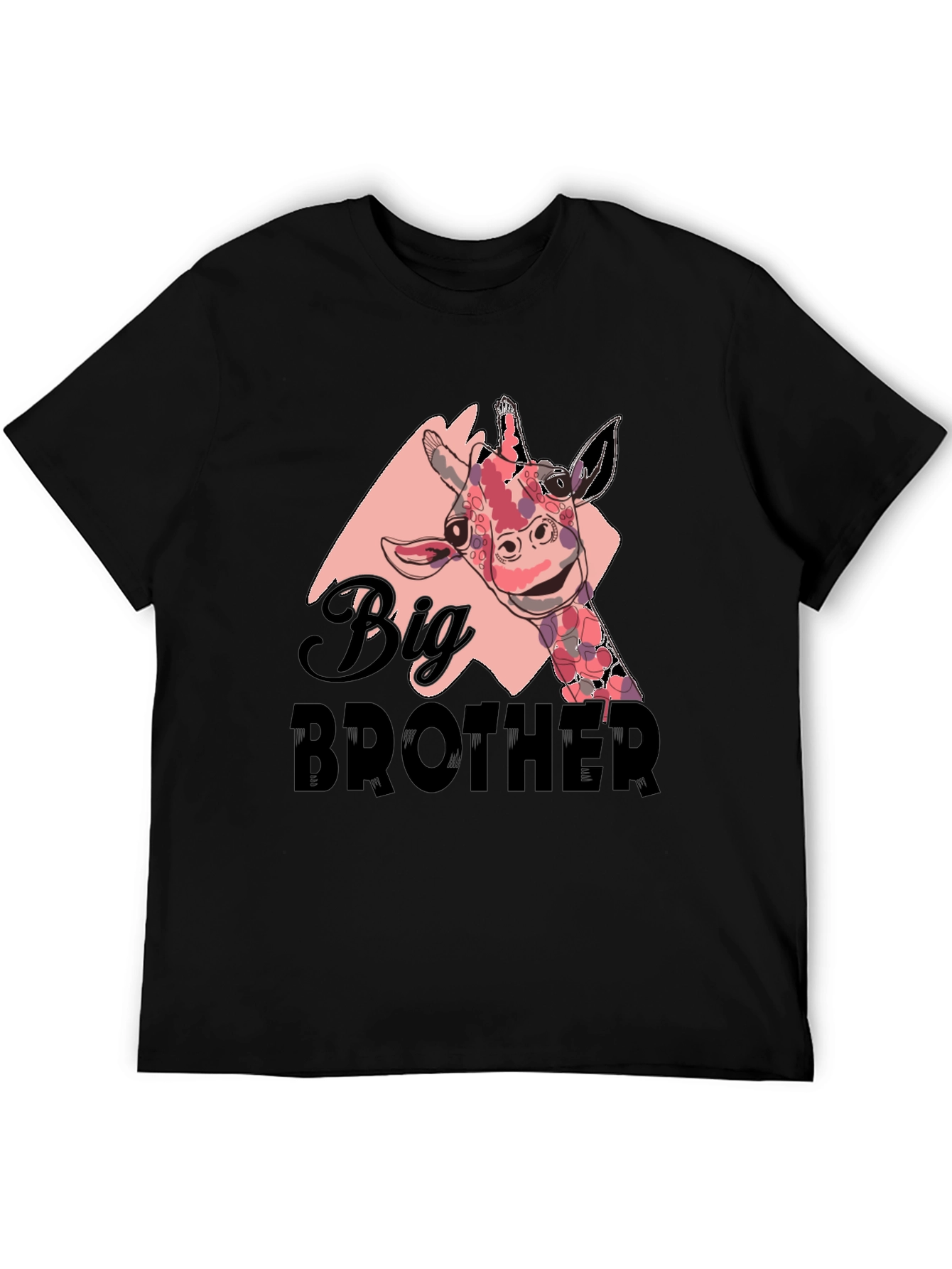 Big Brother Giraffe T-Shirt - Black Cotton Tee
