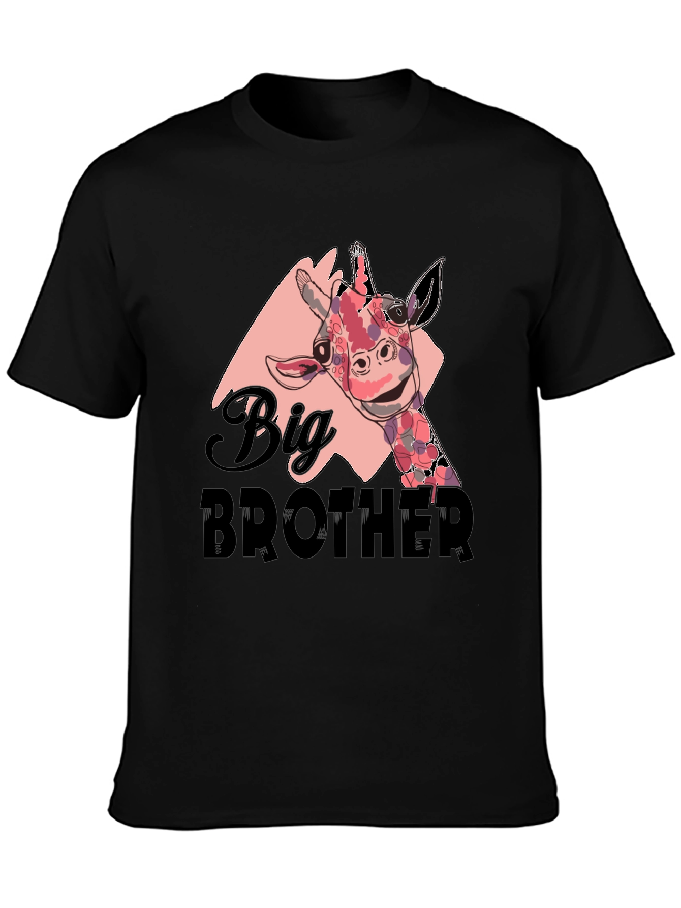 Big Brother Giraffe T-Shirt - Black Cotton Tee