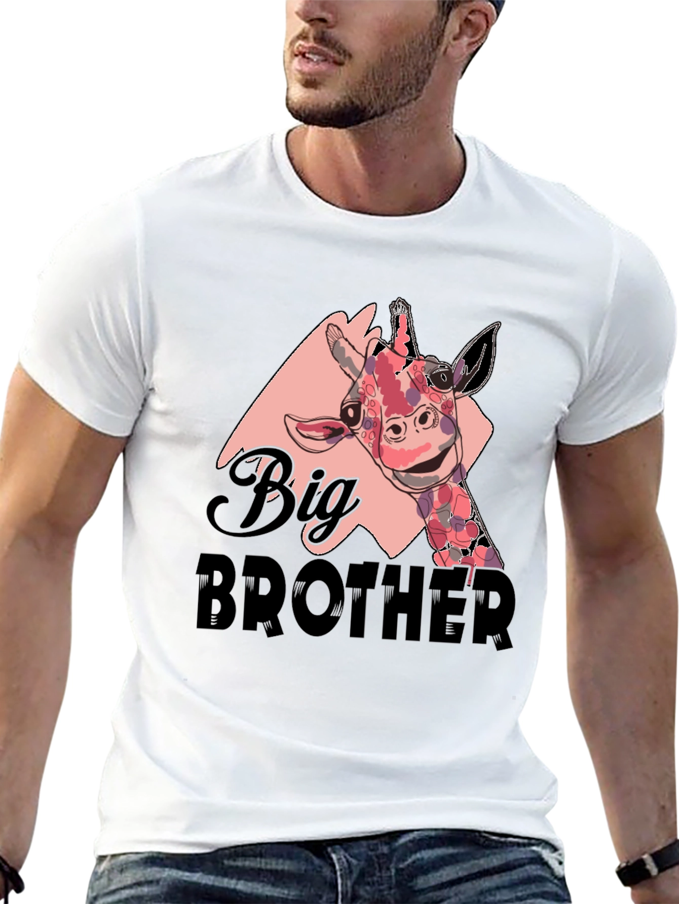 Big Brother Giraffe T-Shirt - Black Cotton Tee
