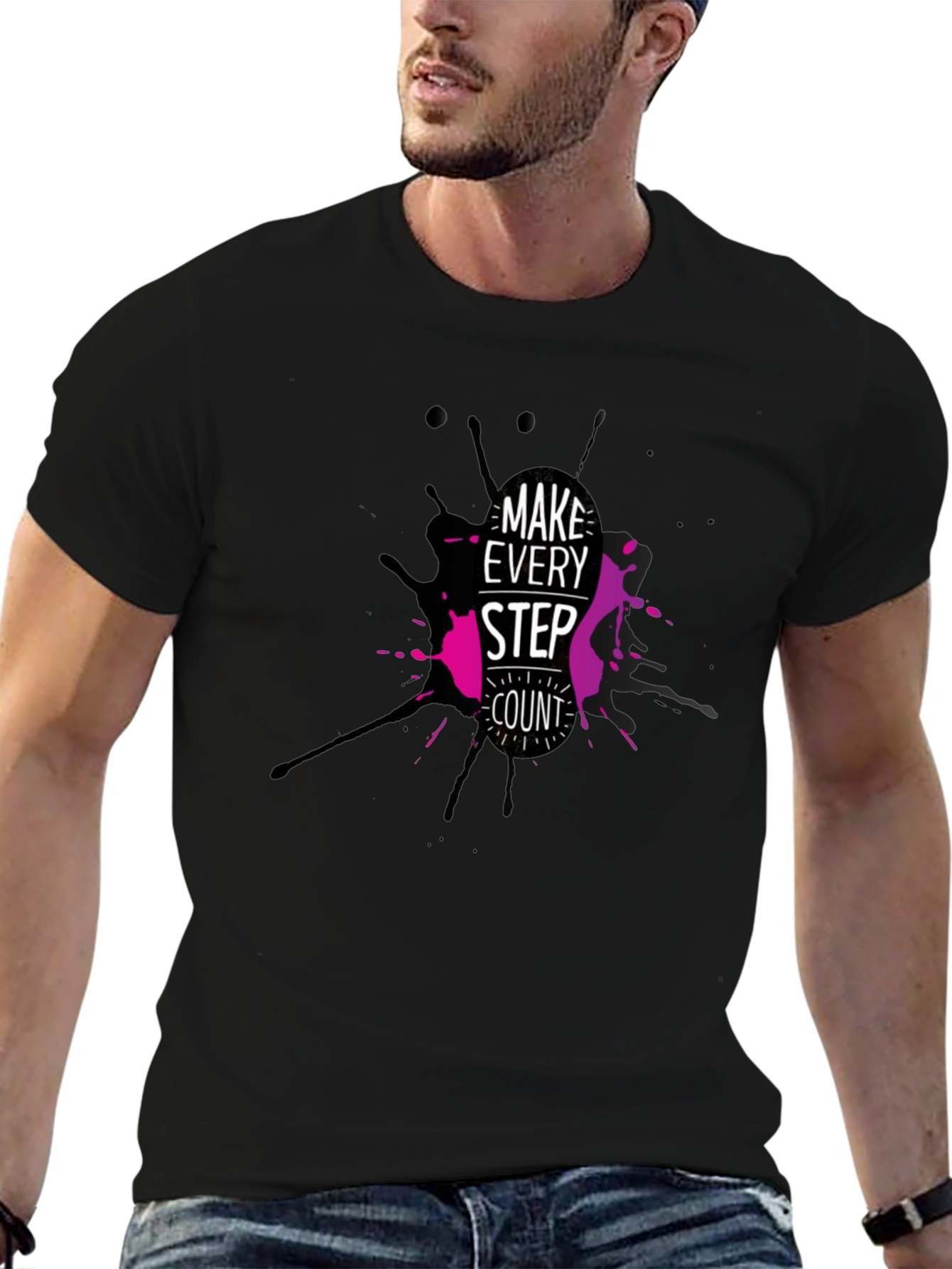 Make Every Step Count Black Graphic Tee
