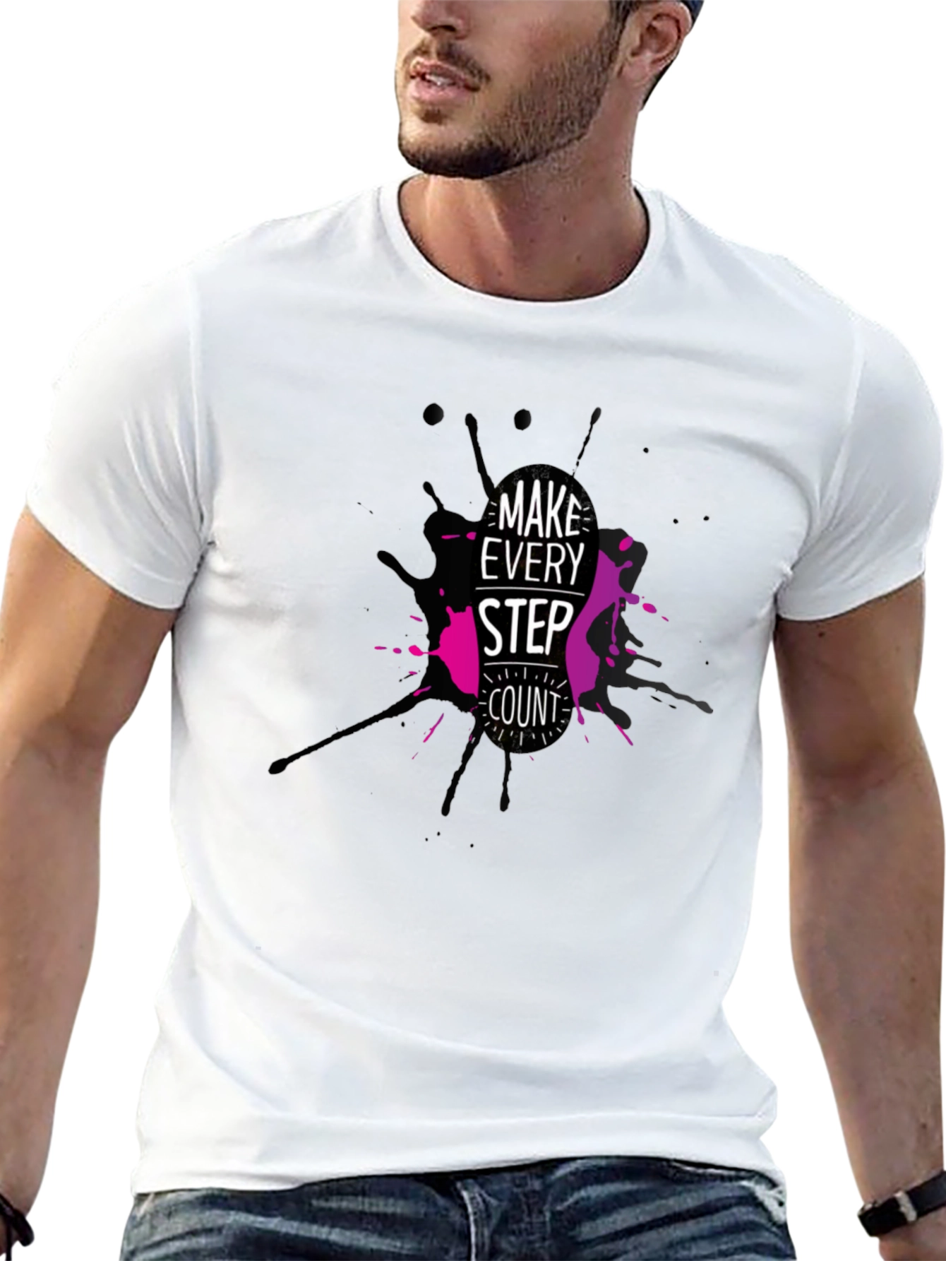 Make Every Step Count Black Graphic Tee
