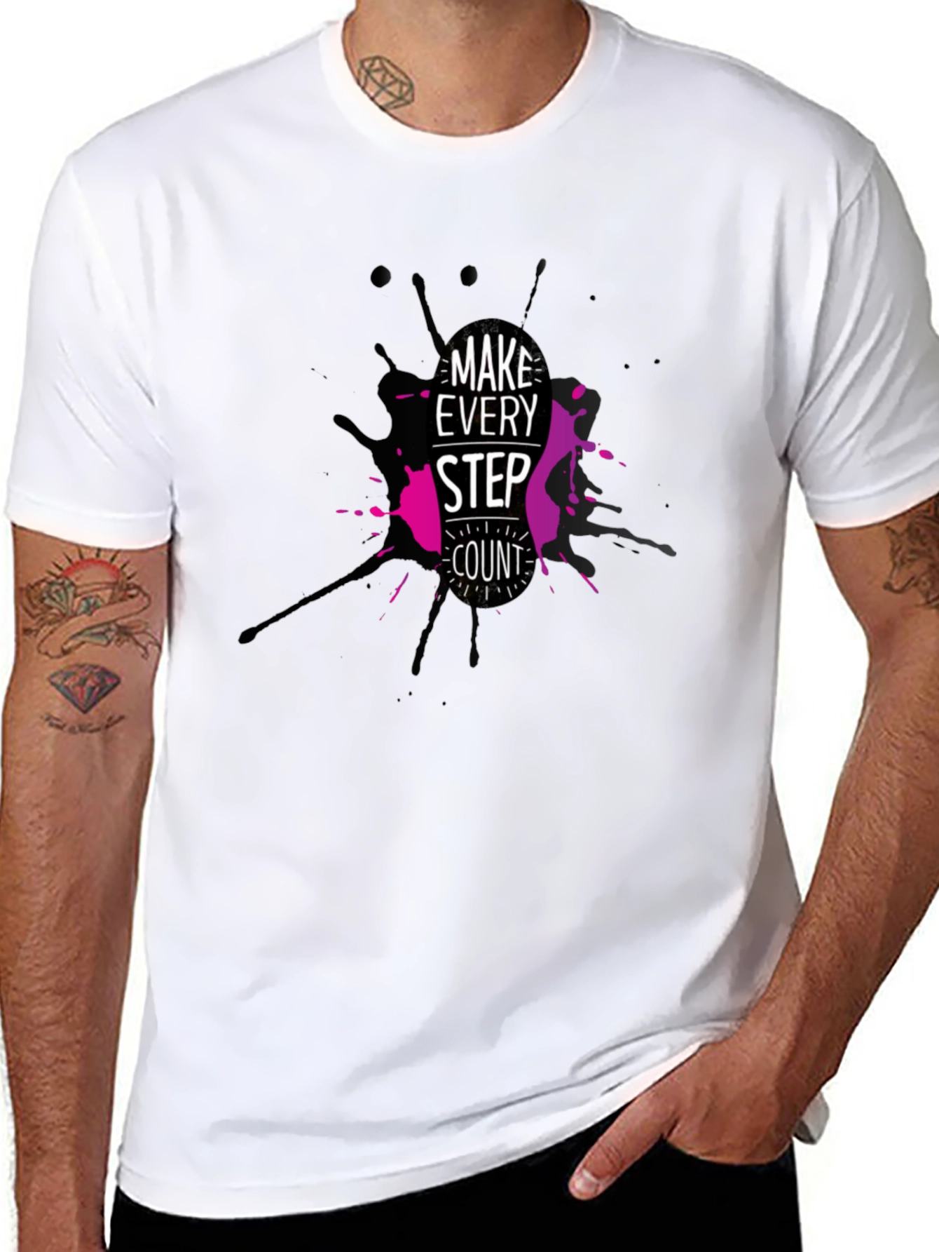 Make Every Step Count Black Graphic Tee