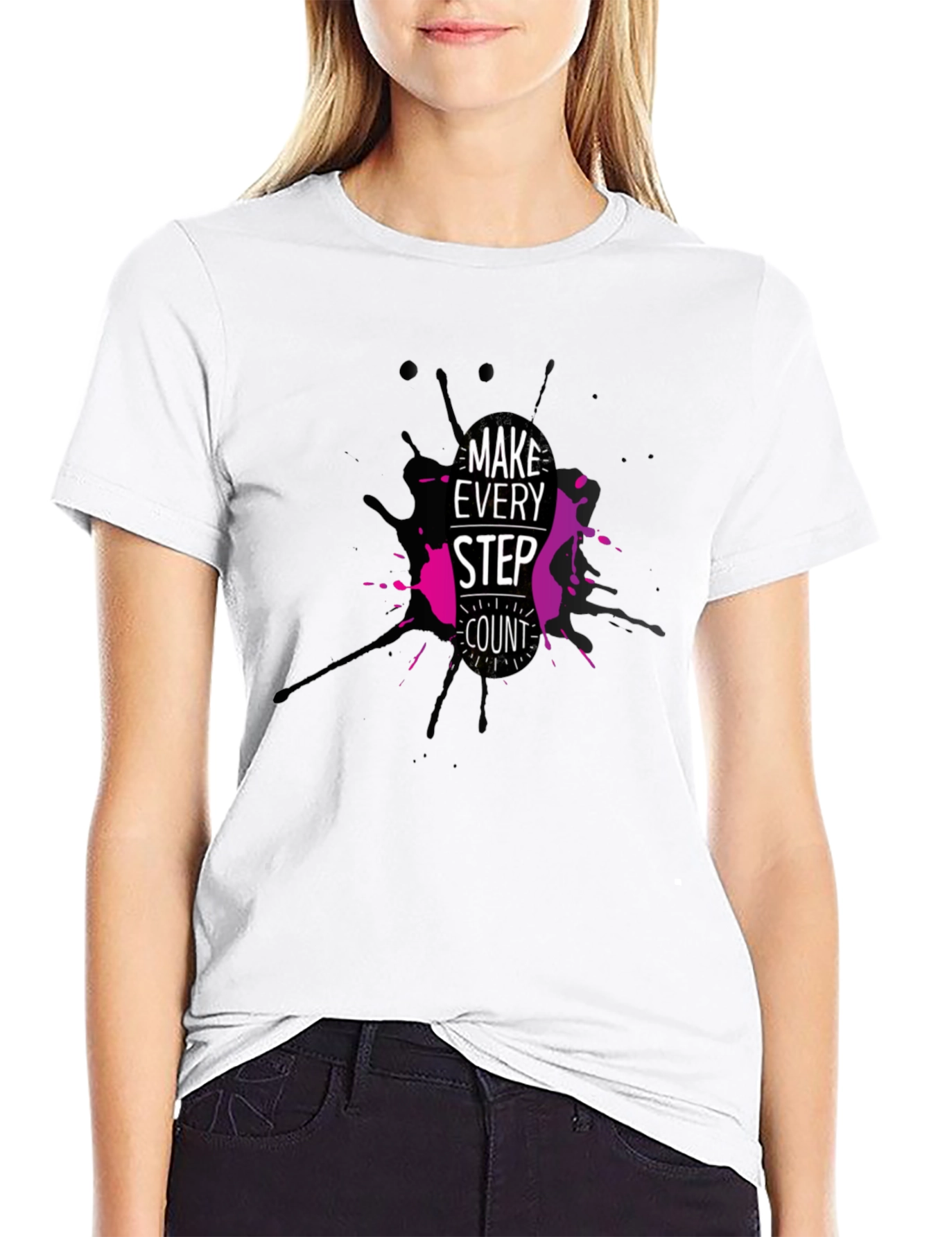 Make Every Step Count Black Graphic Tee