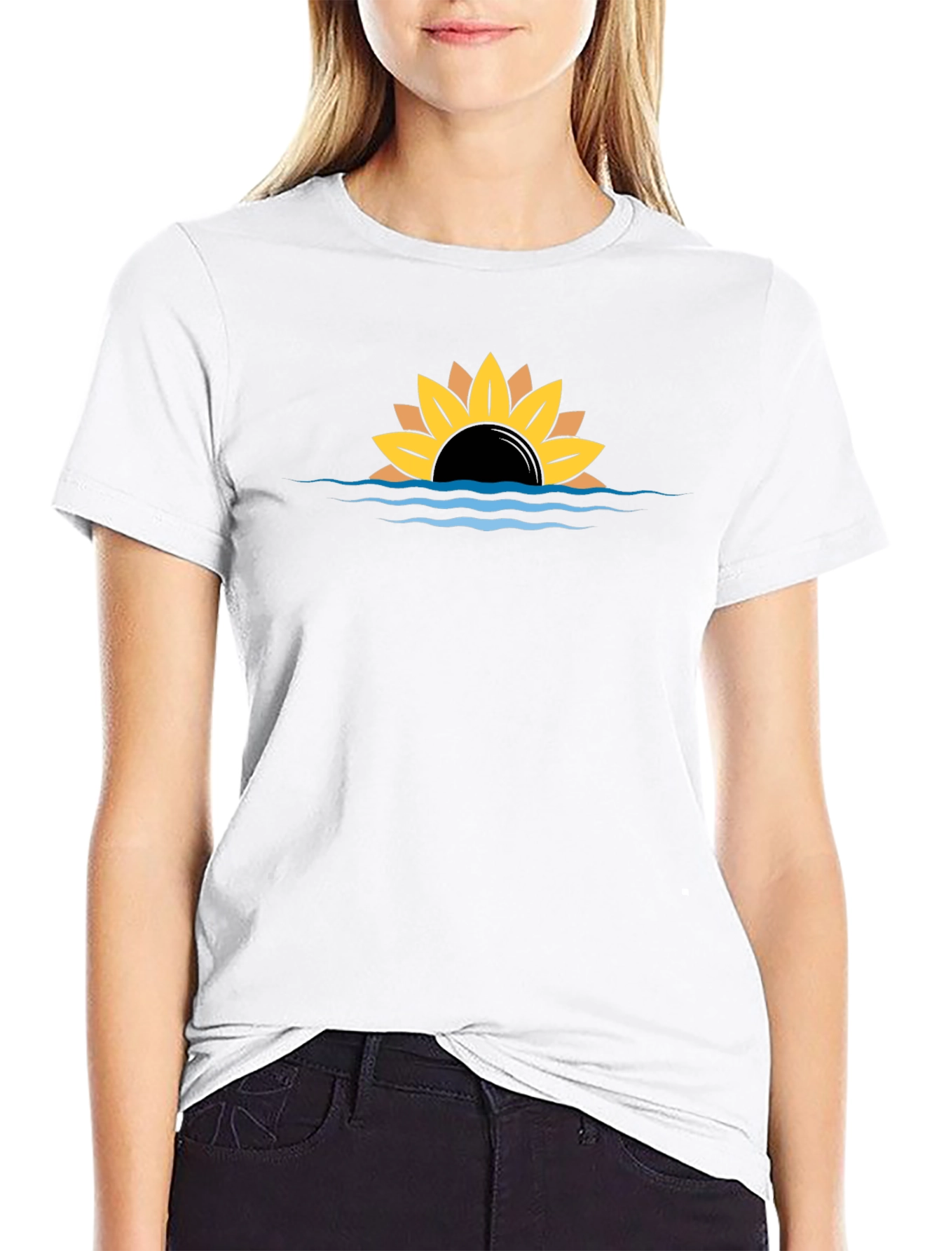 Sunflower Sunset Graphic Black Tee