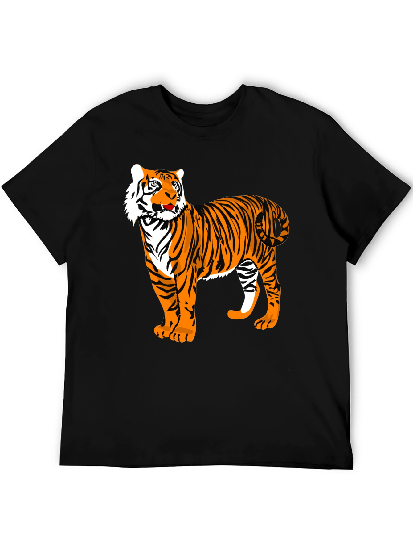 Bold Tiger Graphic Tee - Black Cotton