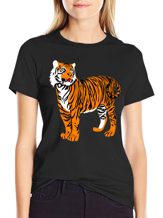 Bold Tiger Graphic Tee - Black Cotton