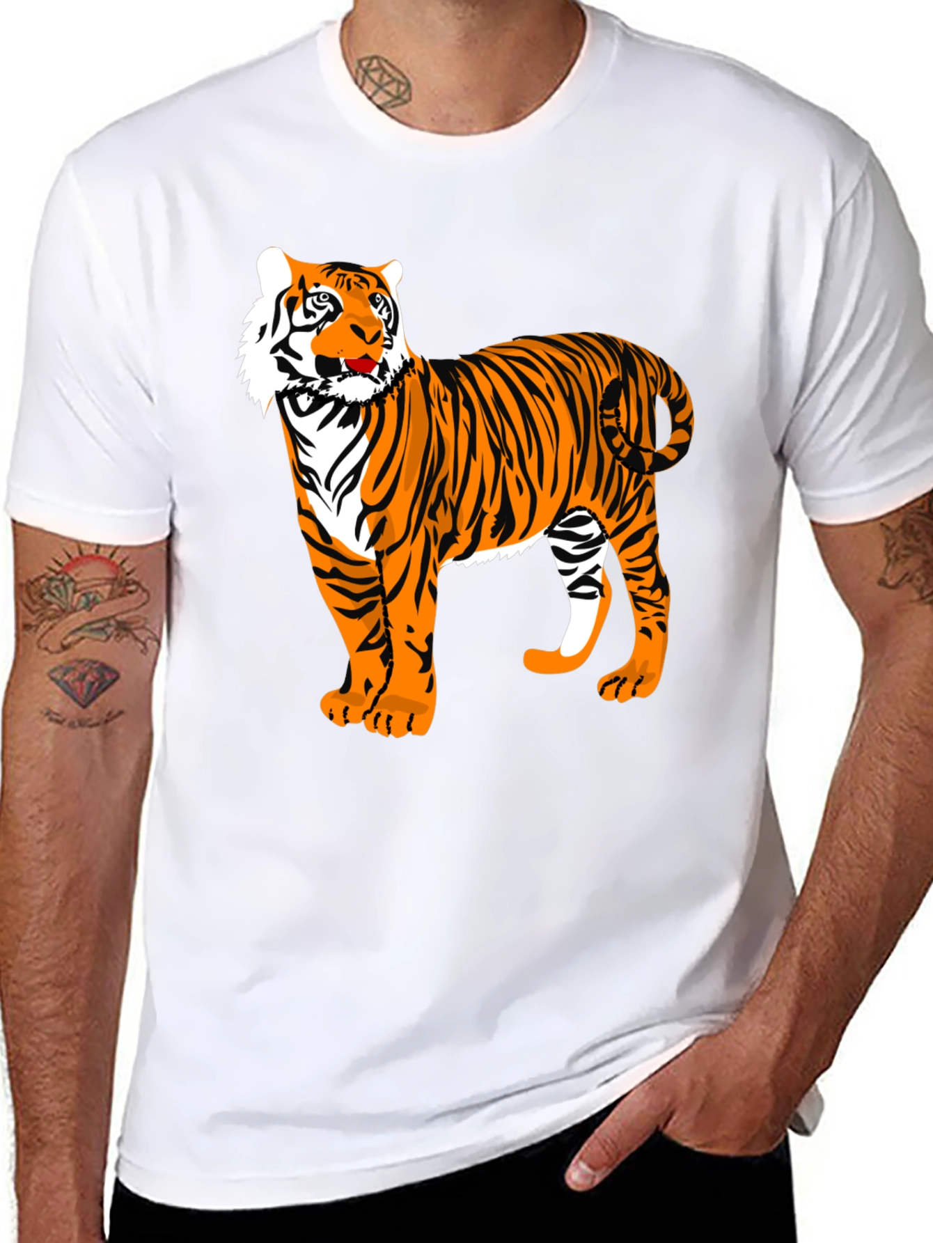 Bold Tiger Graphic Tee - Black Cotton