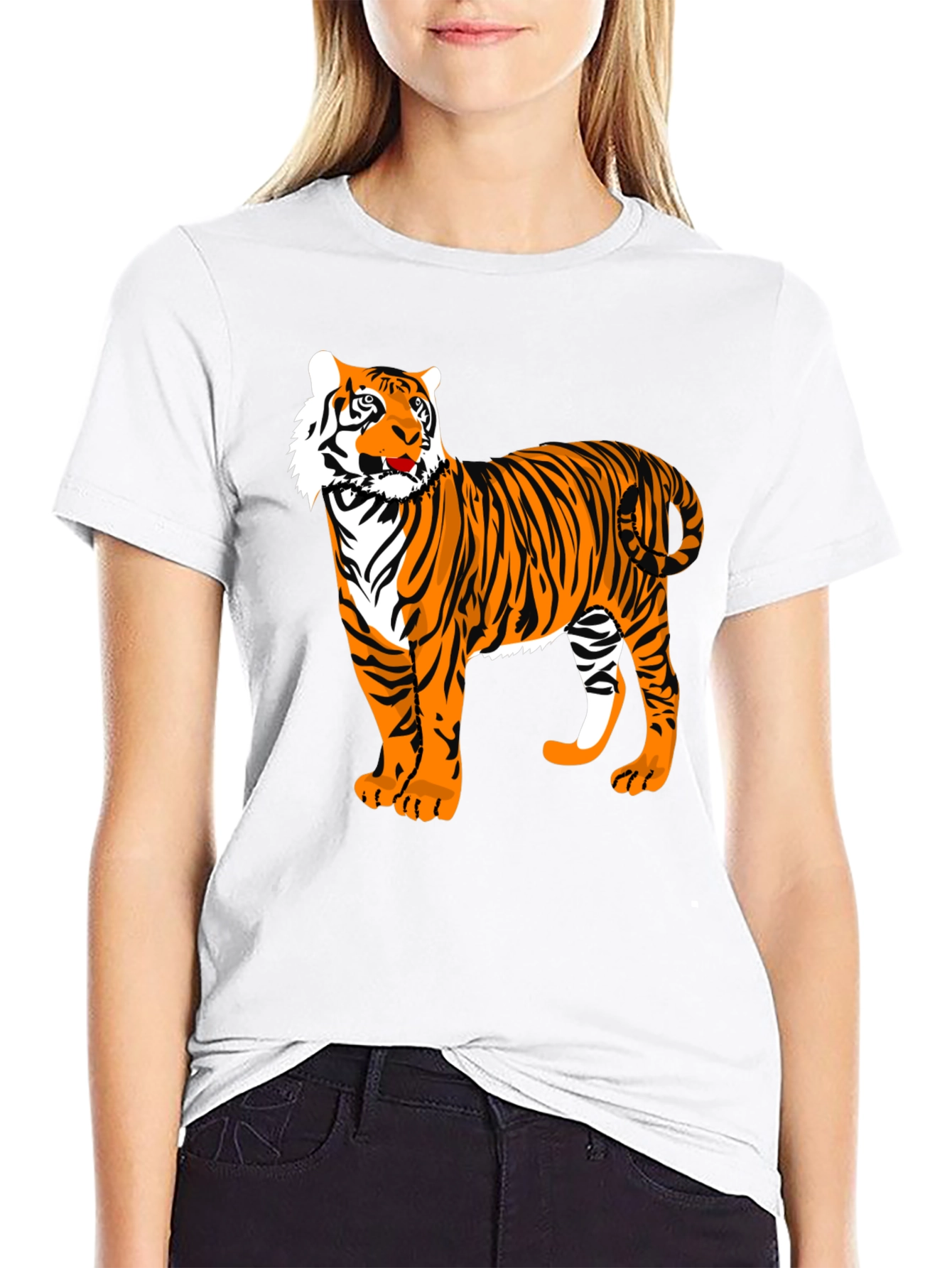 Bold Tiger Graphic Tee - Black Cotton