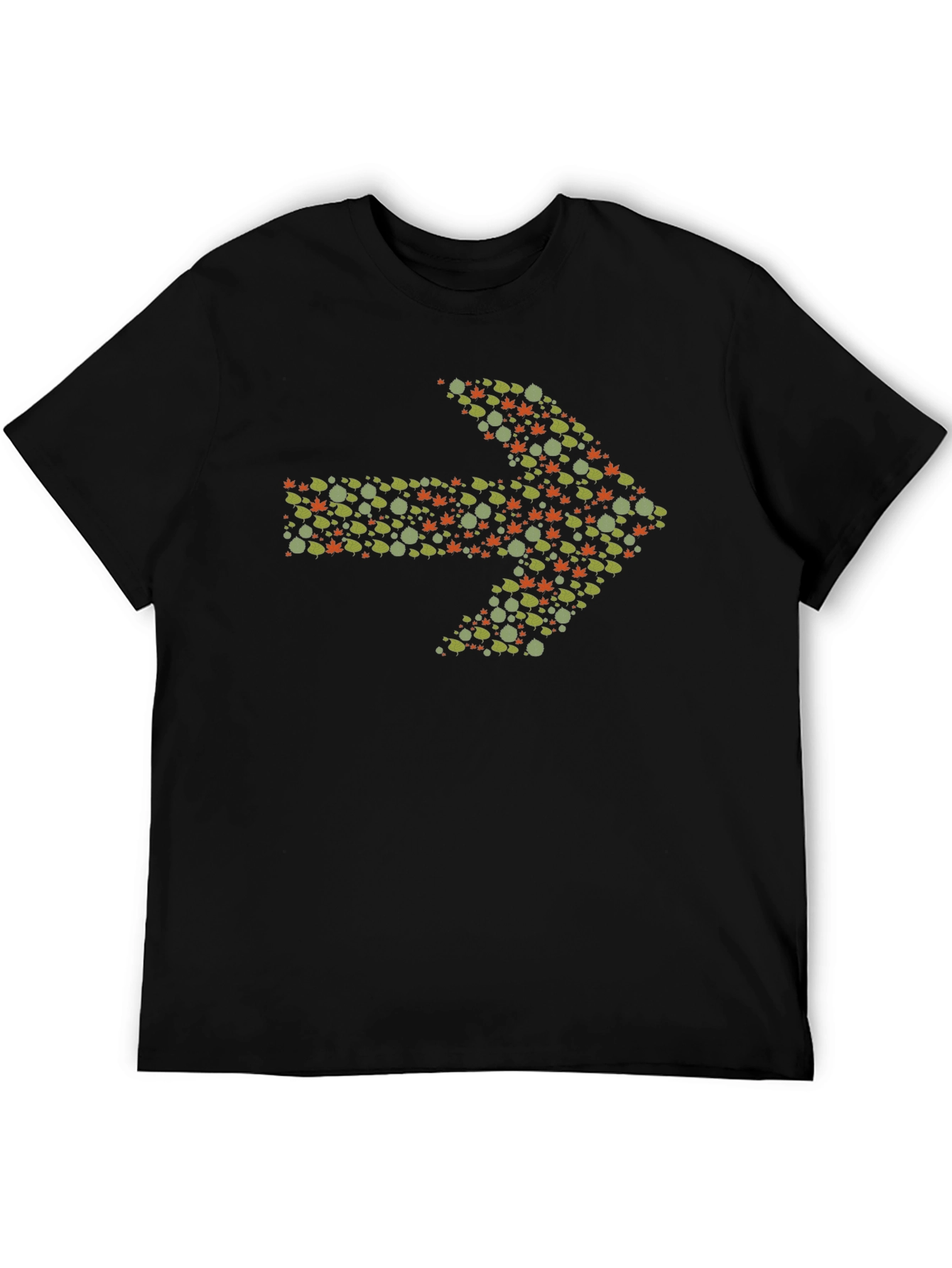 Leaf Arrow Graphic Tee - Black Cotton Casual Shirt