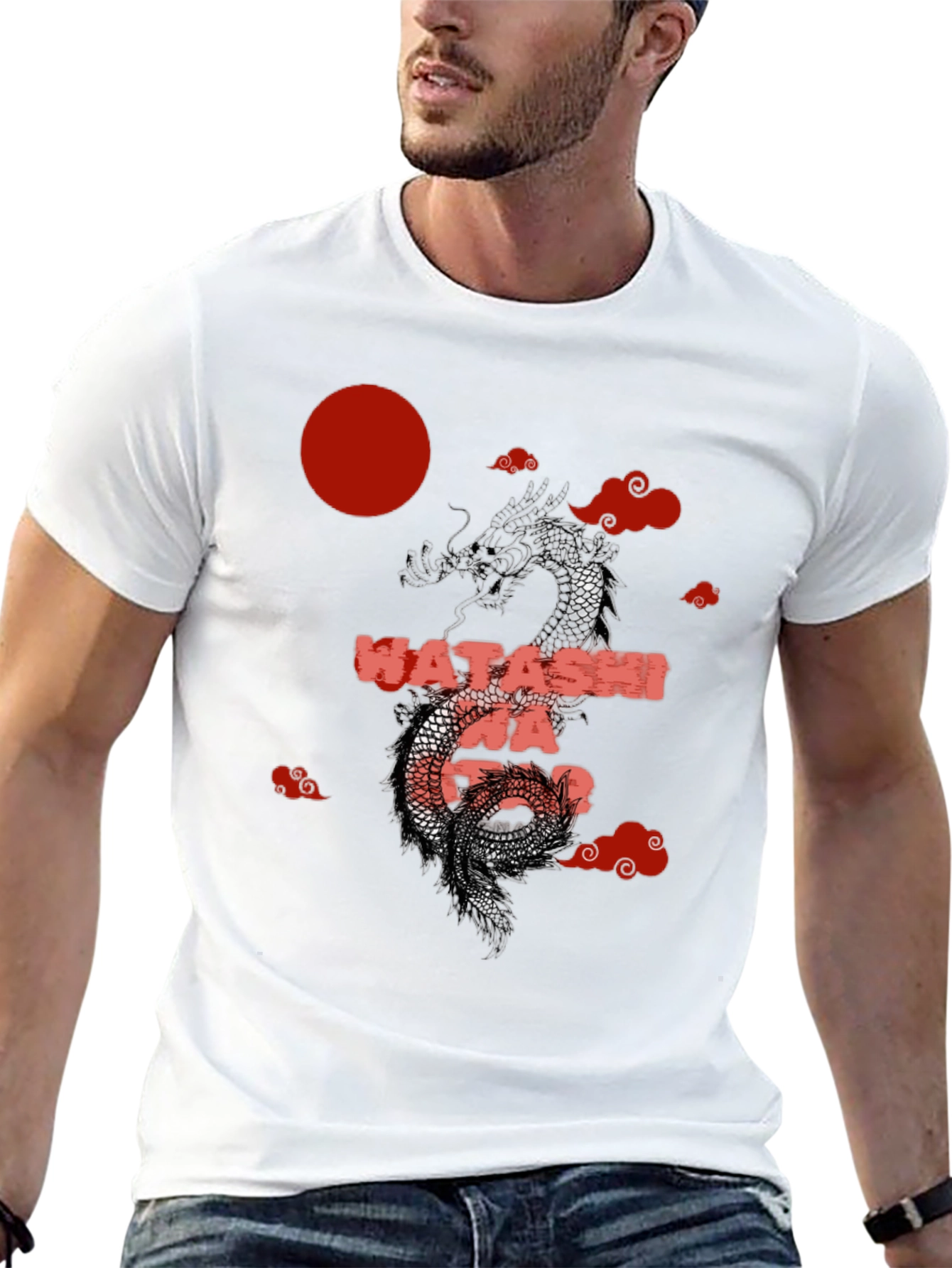 Dragon Japanese Text Graphic T-Shirt