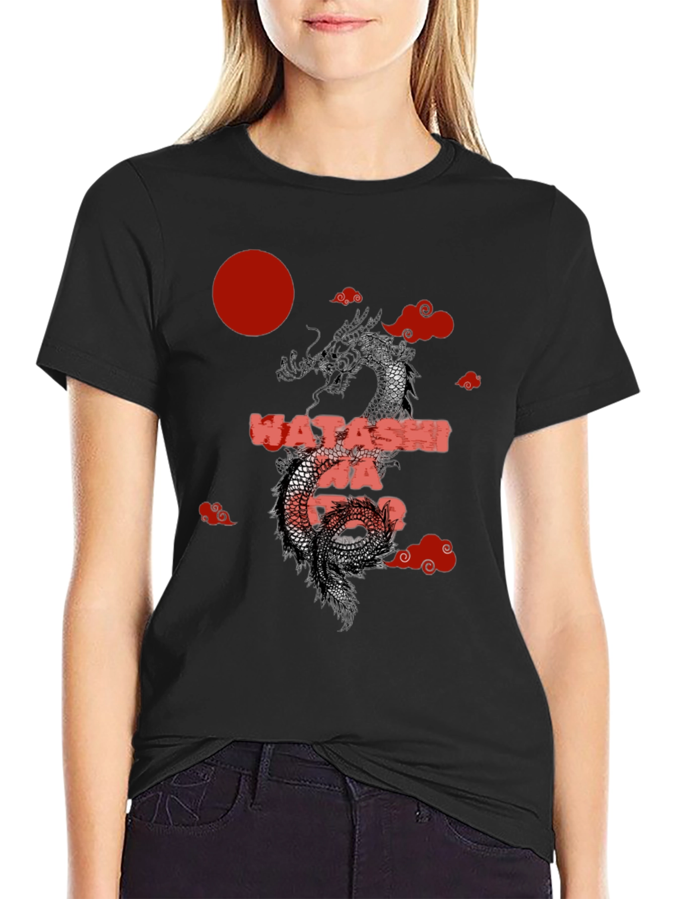 Dragon Japanese Text Graphic T-Shirt