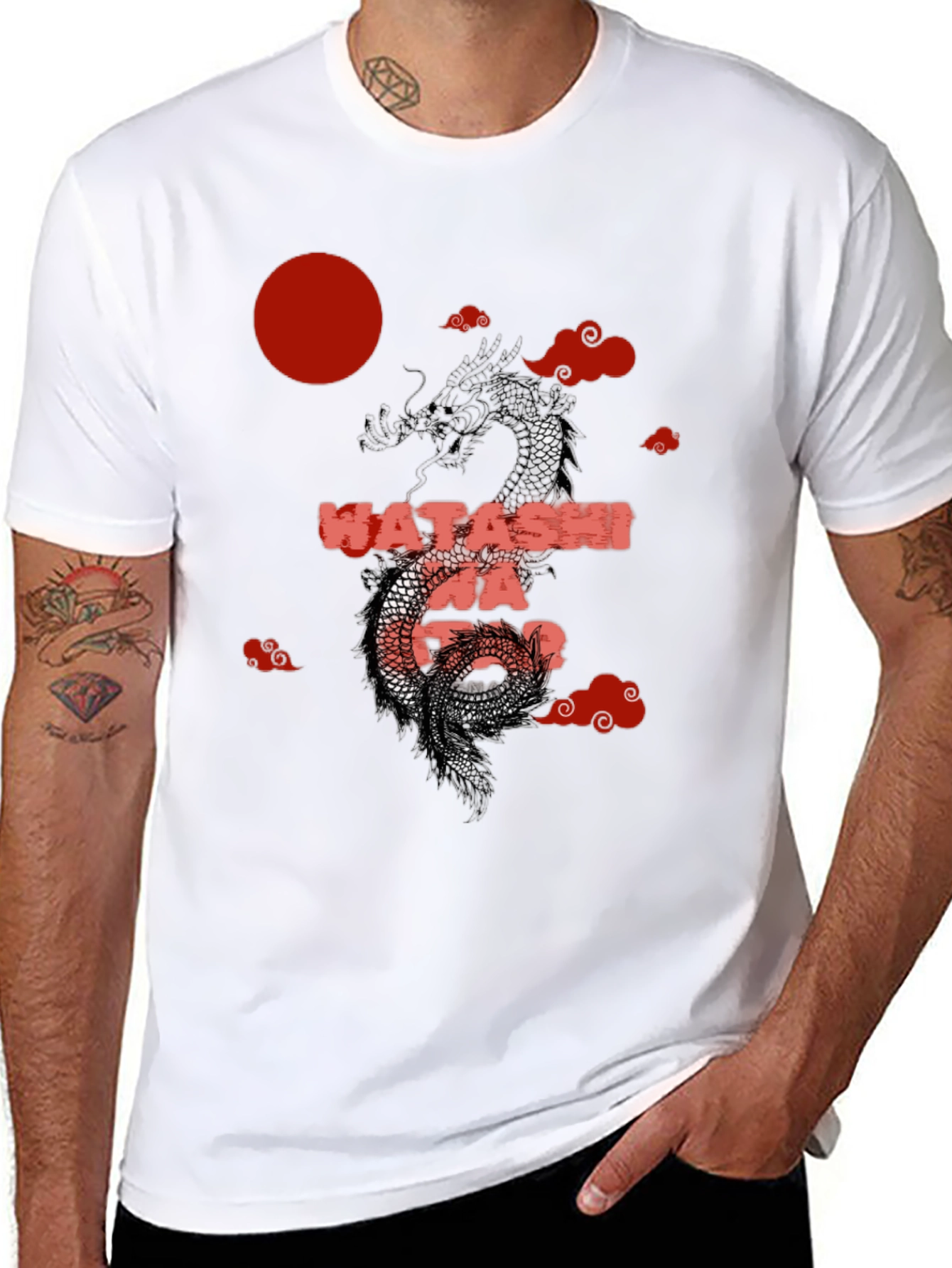 Dragon Japanese Text Graphic T-Shirt