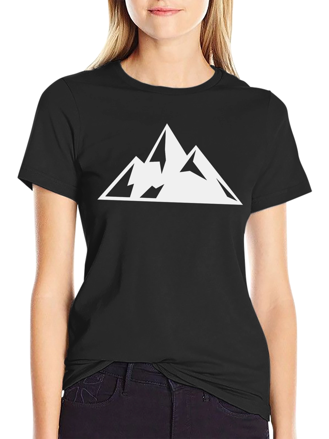 Mountain Peak Graphic Tee - Black Cotton T-Shirt