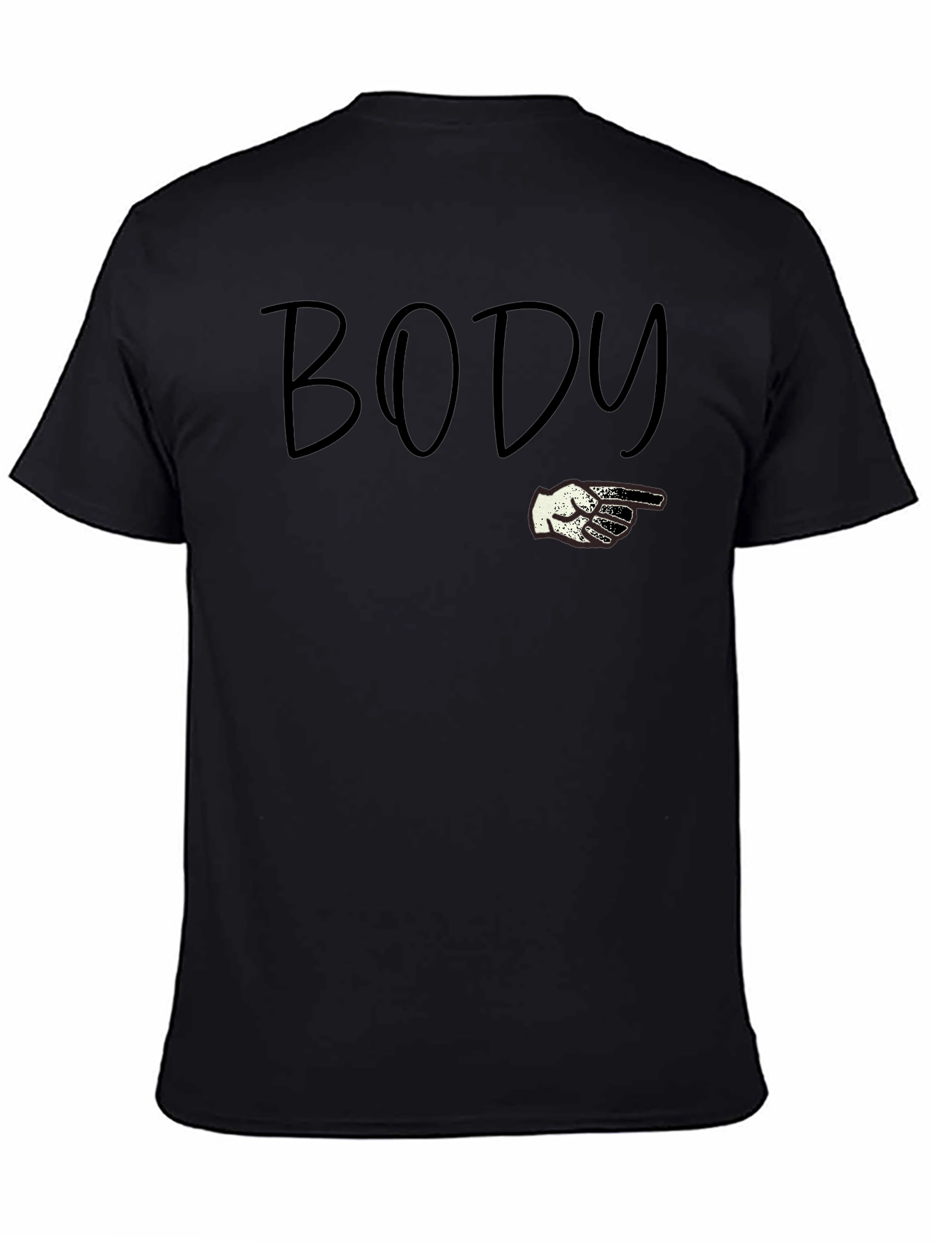 Body Pointing Graphic Tee - Black Cotton T-Shirt