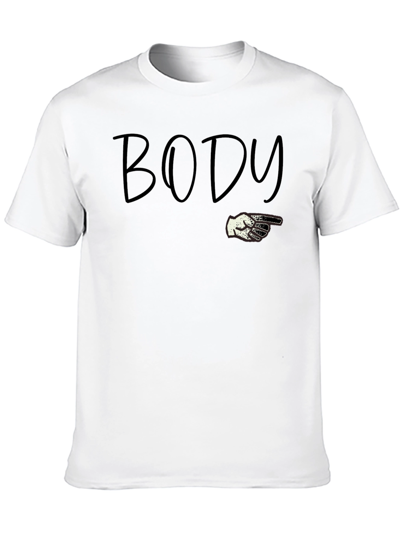 Body Pointing Graphic Tee - Black Cotton T-Shirt