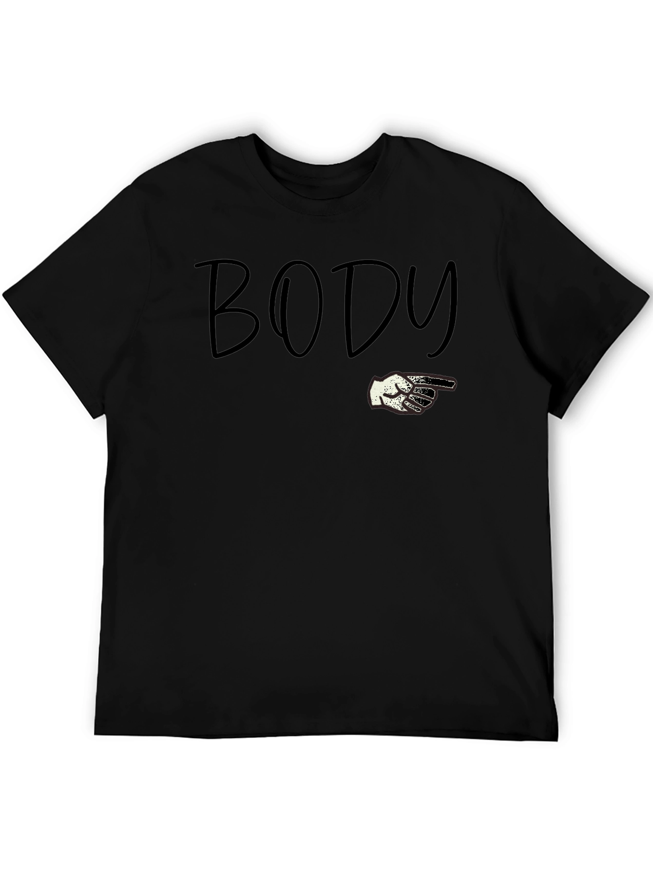 Body Pointing Graphic Tee - Black Cotton T-Shirt